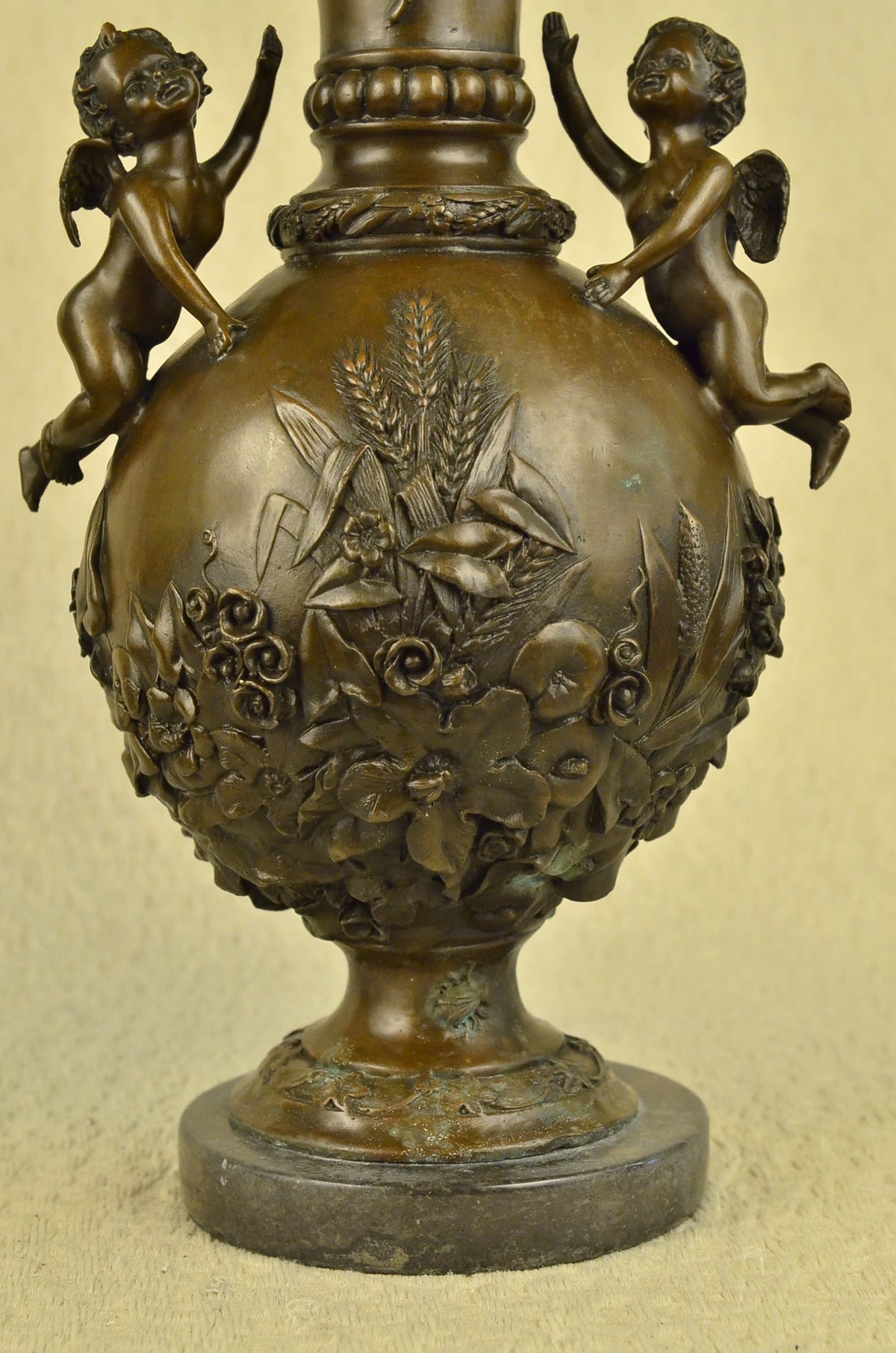 Handcrafted Baby Cherub Angel putti  Vase Urn Home Office Decoration Bronze Sale