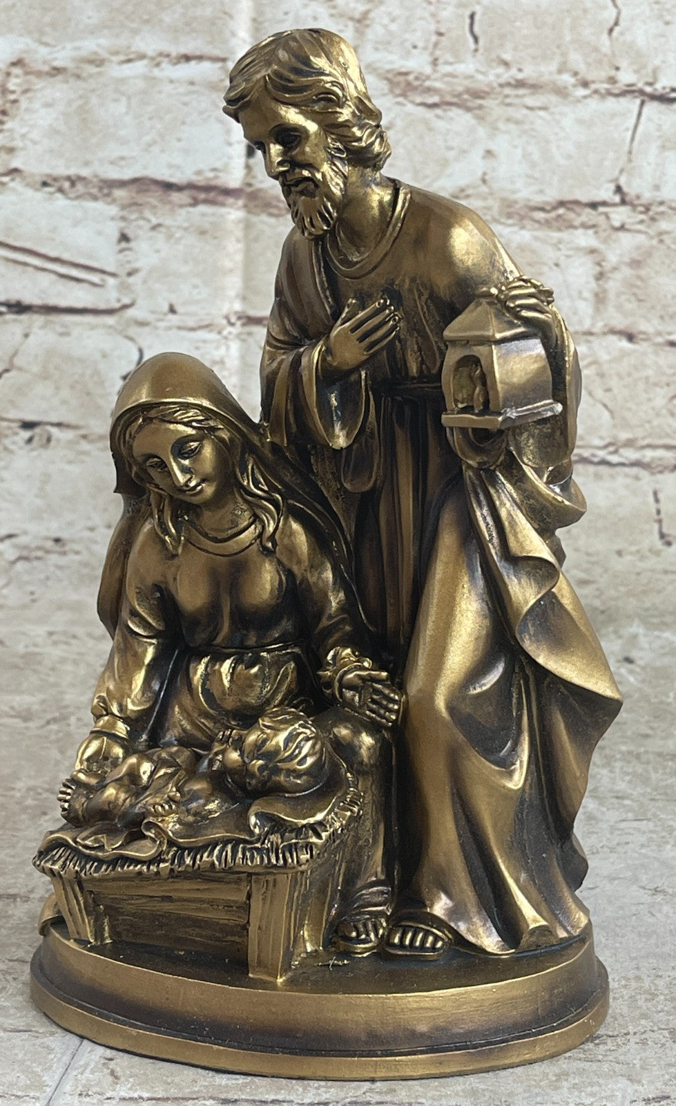 Christmas Nativity scene W/statues of The Holy Child,  Virgin Mary and Saint Joseph