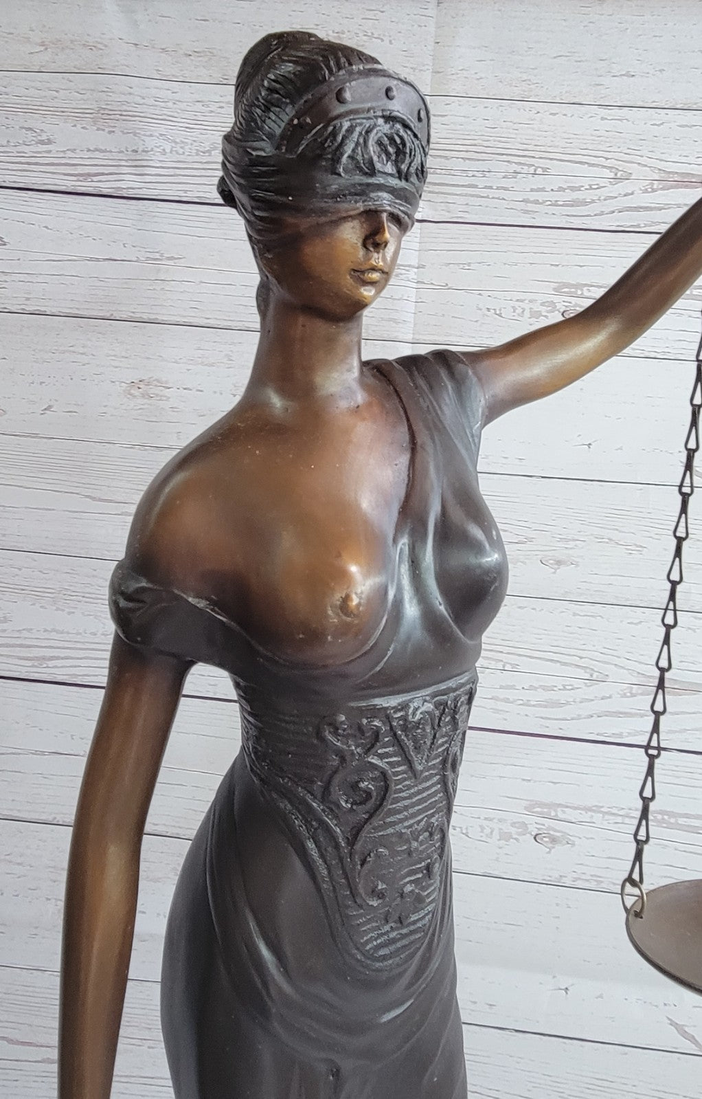 Nude Bronze Statue Sculpture Lady Scales Blind Justice Law Figure Figurine Lawyer