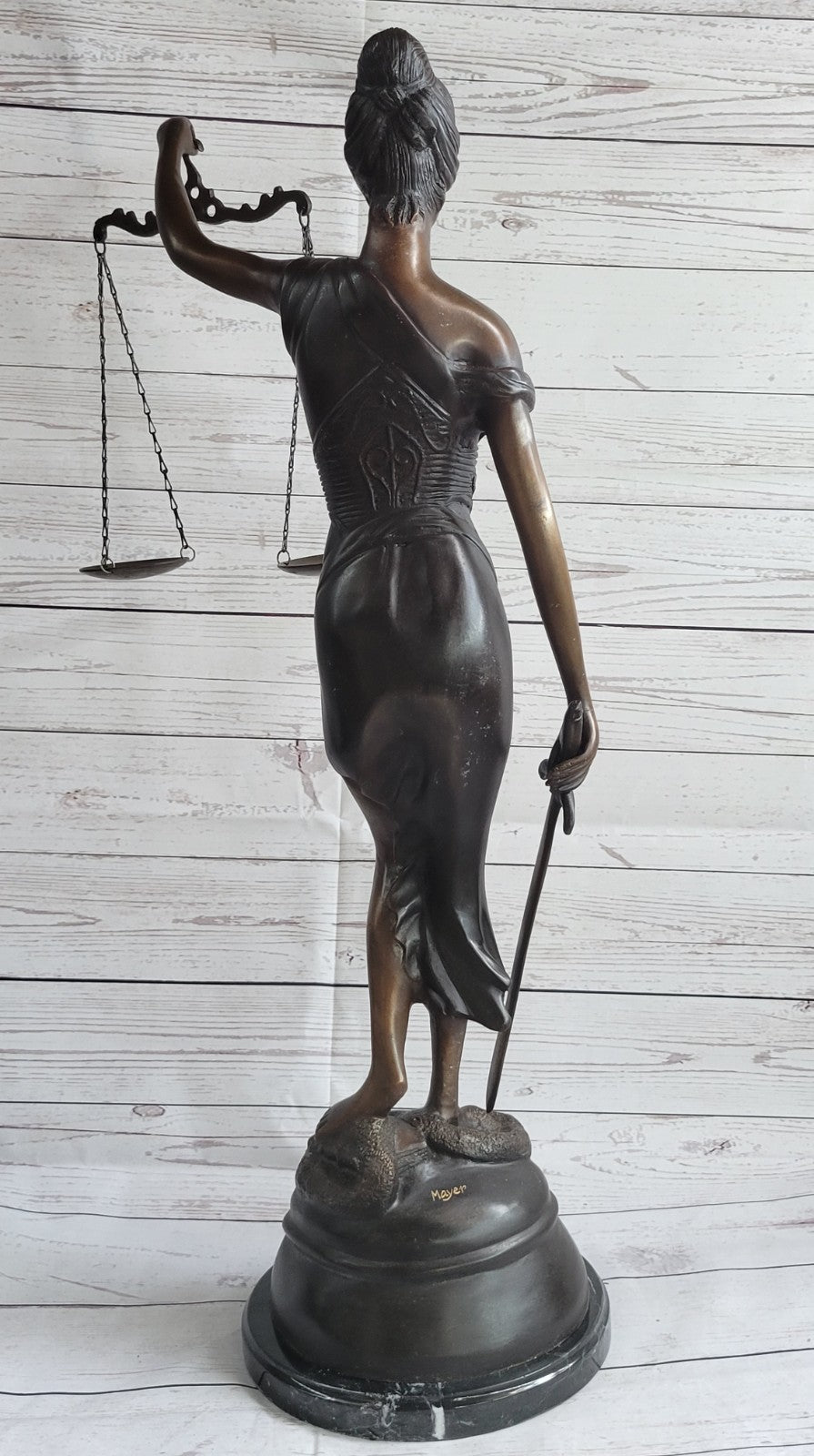 Nude Bronze Statue Sculpture Lady Scales Blind Justice Law Figure Figurine Lawyer