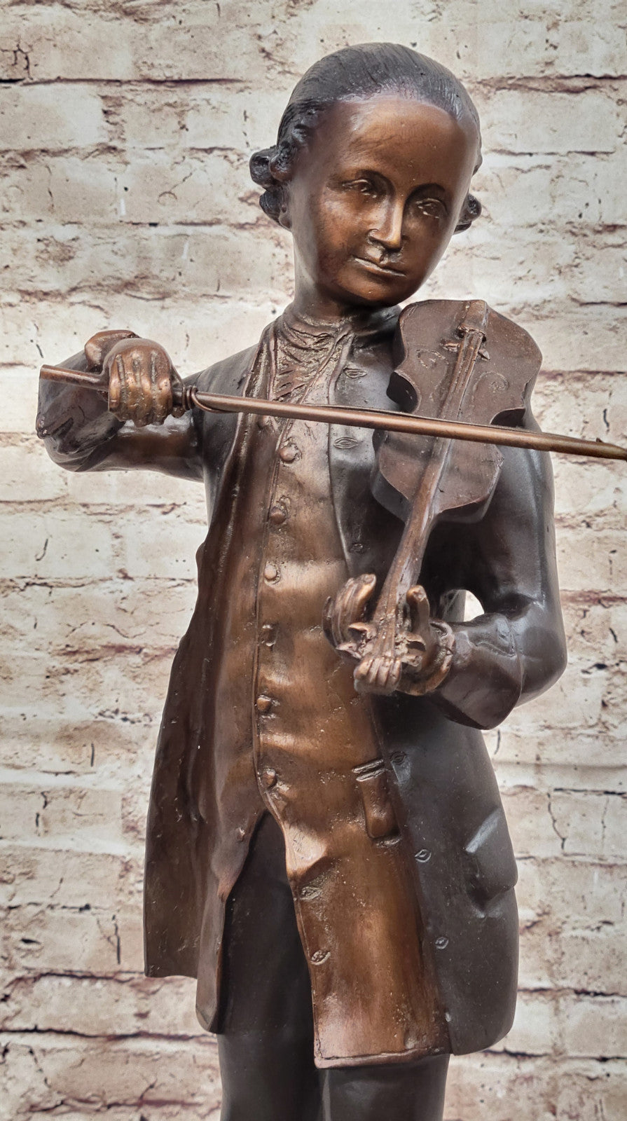 Violin Fidler Player Boy Bronze Sculpture Statue Modern Figure Male Artwork  Art