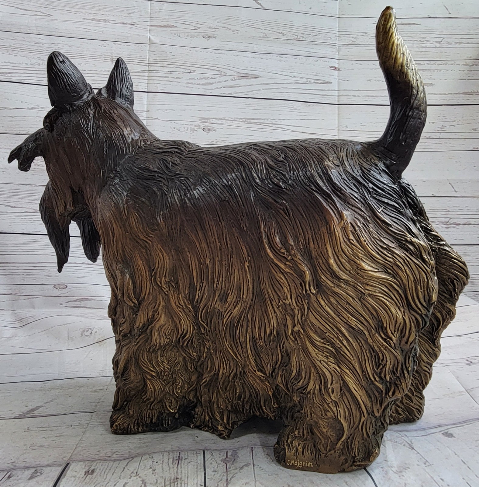 LARGE MOIGNIEZ FRENCH 100% BRONZE SCOTTISH TERRIER IN STANDING POSE FIGURINE