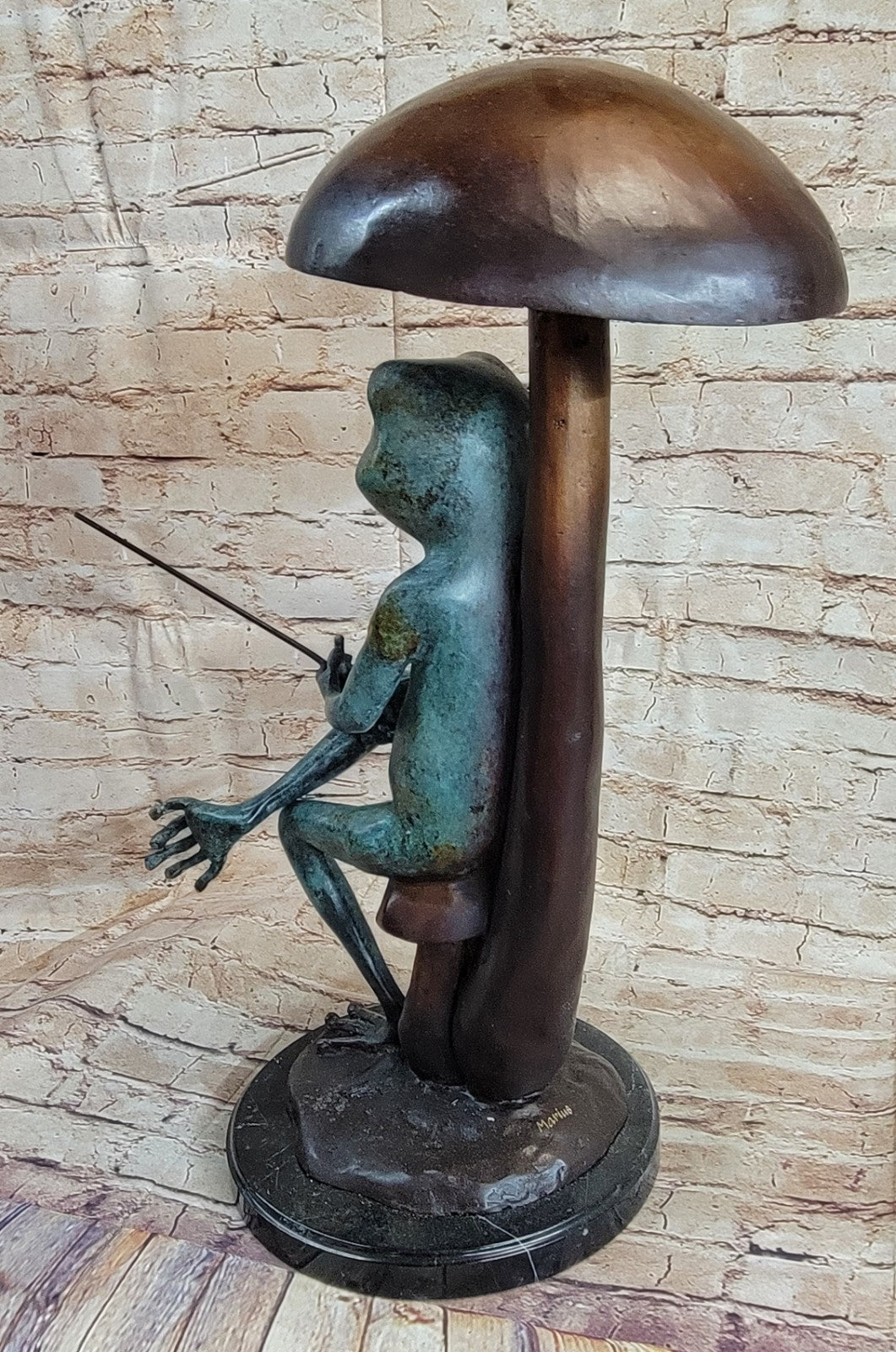 Frog Man Sculpture Statue Cute Figure And Green Patina Bronze Hot Cast Art Deco