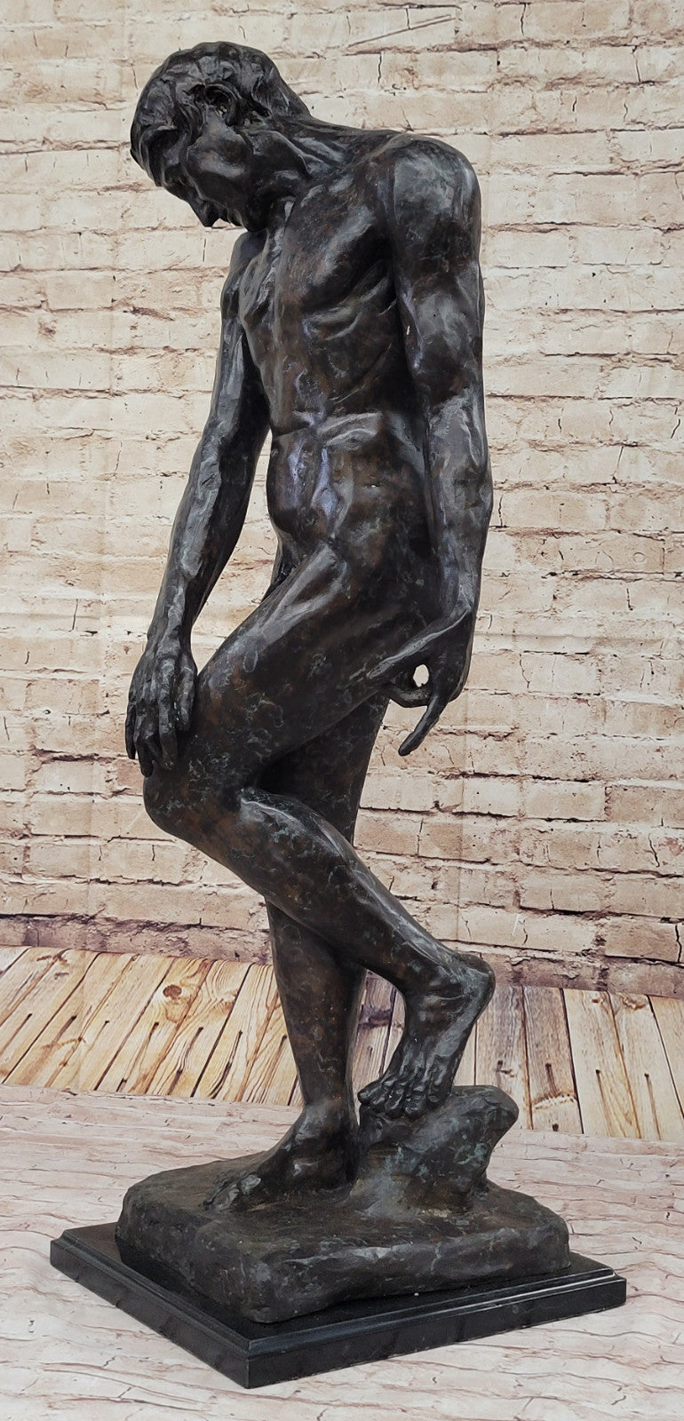 A Cast Bronze Sculpture, Adam, by Auguste Rodin Special Patina 3 Feet Tall Decor