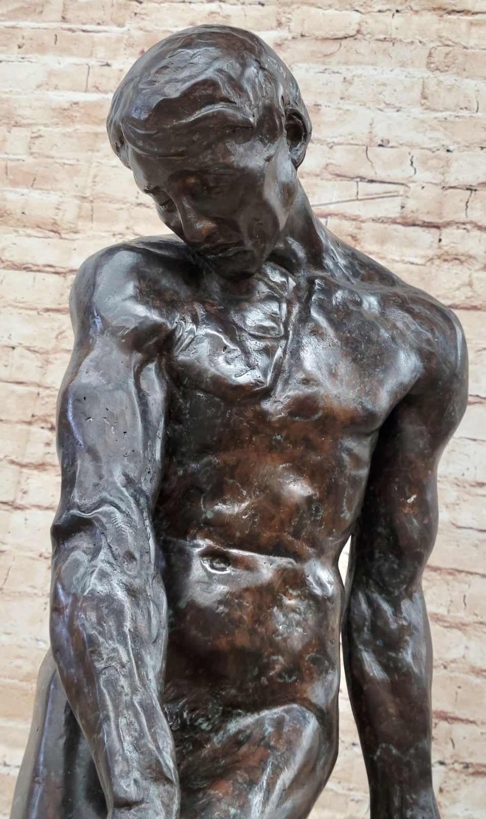 A Cast Bronze Sculpture, Adam, by Auguste Rodin Special Patina 3 Feet Tall Decor