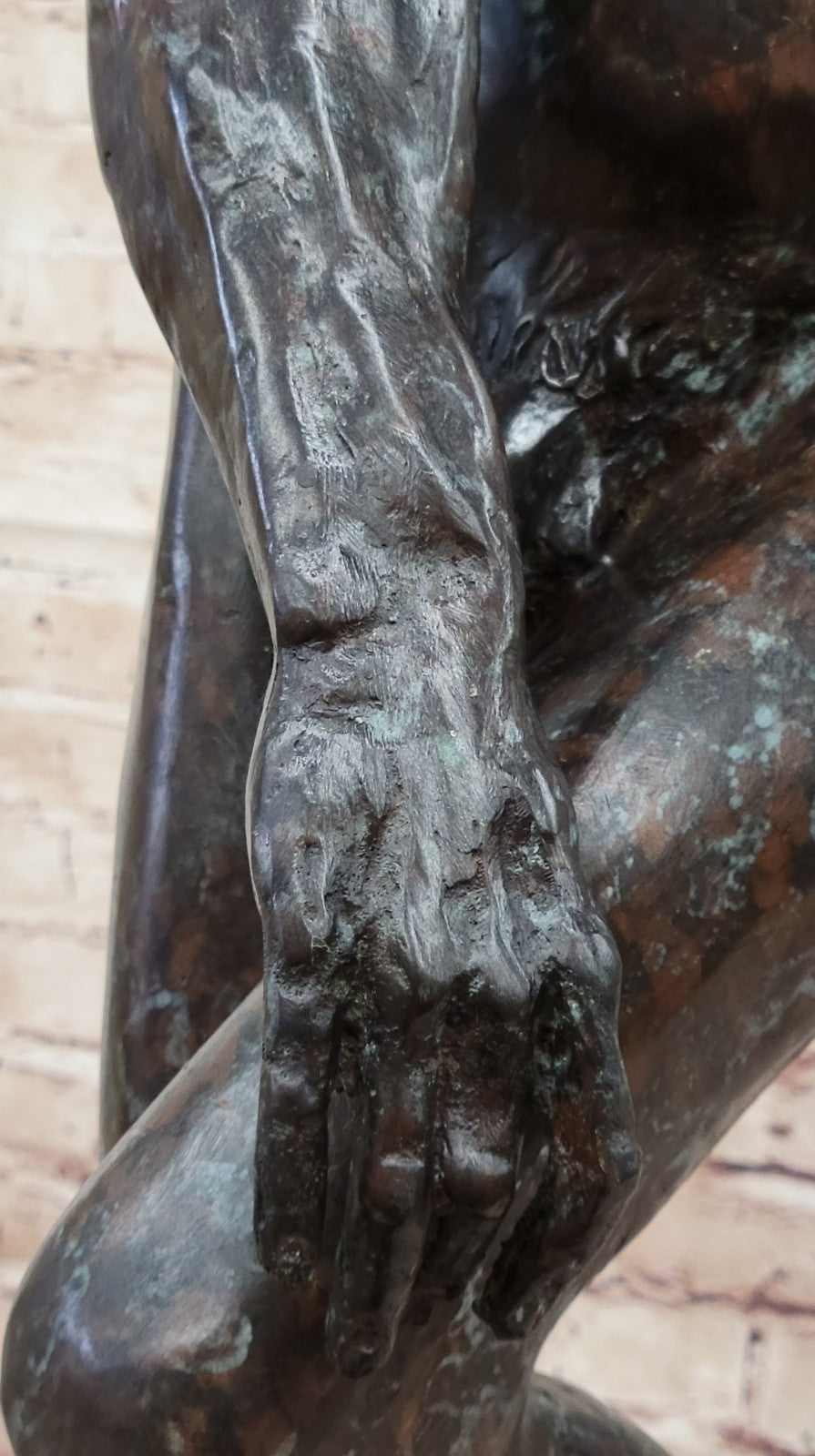 A Cast Bronze Sculpture, Adam, by Auguste Rodin Special Patina 3 Feet Tall Decor