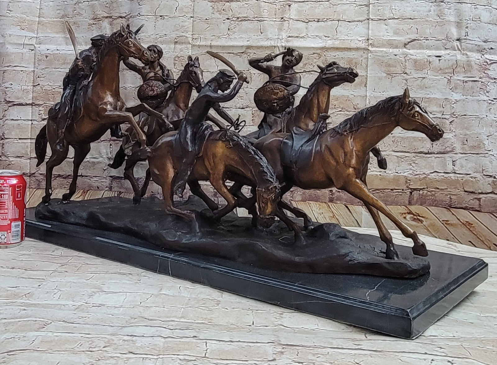 Remington Bronze Sculpture West Western Indian Horse Hot Cast Massive Figurine