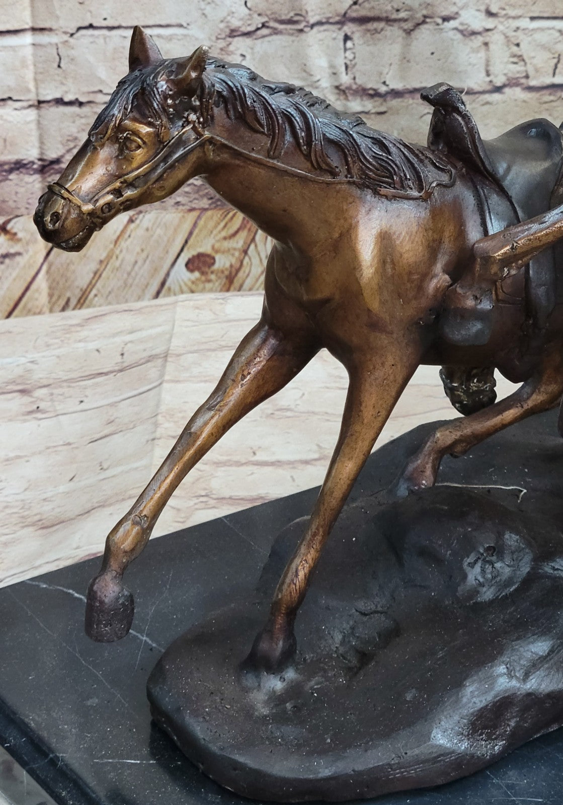 Remington Bronze Sculpture West Western Indian Horse Hot Cast Massive Figurine