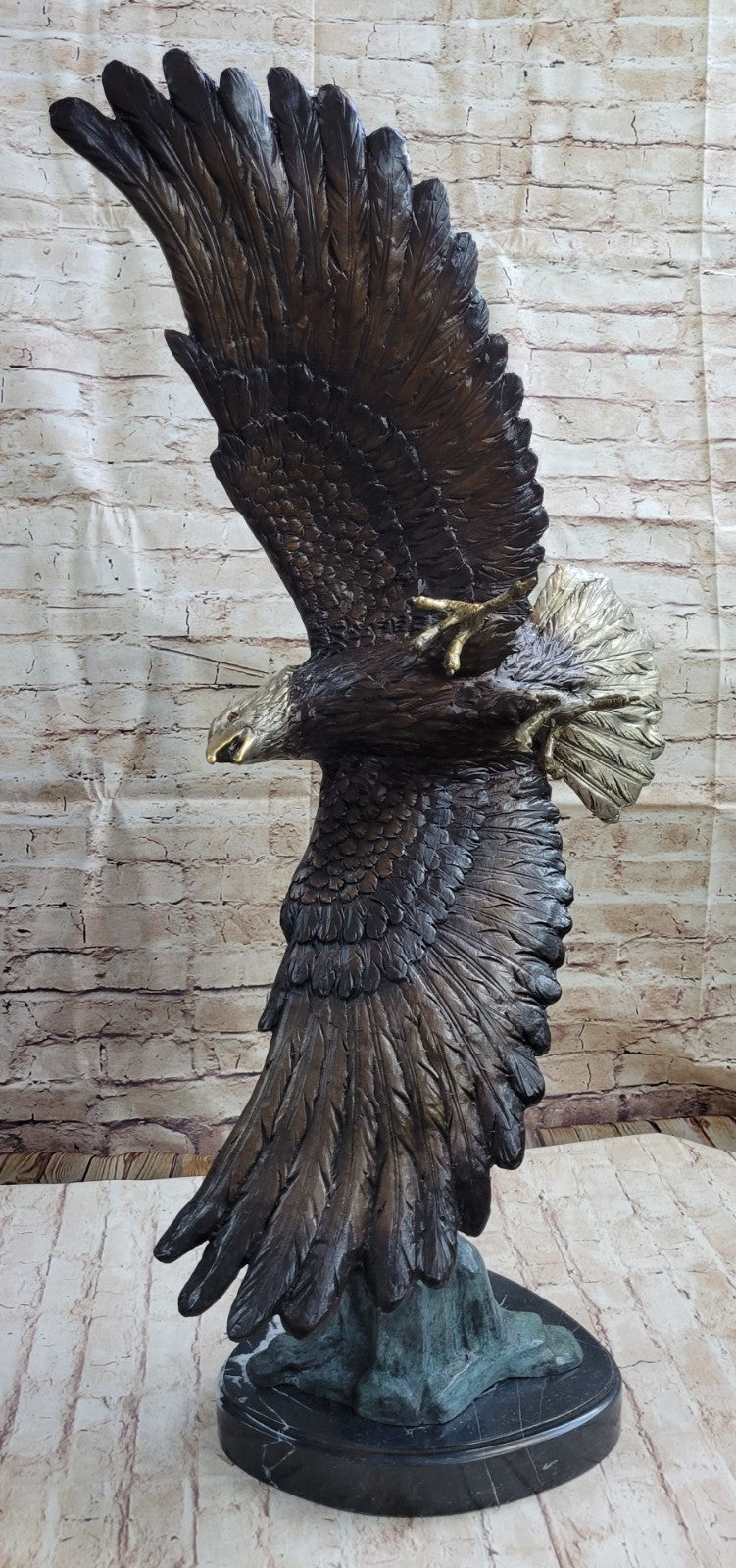 Bronze Eagle Sculpture by French  Mogniez-"Majestic Fisherman" BEAUTIFUL & HUGE!