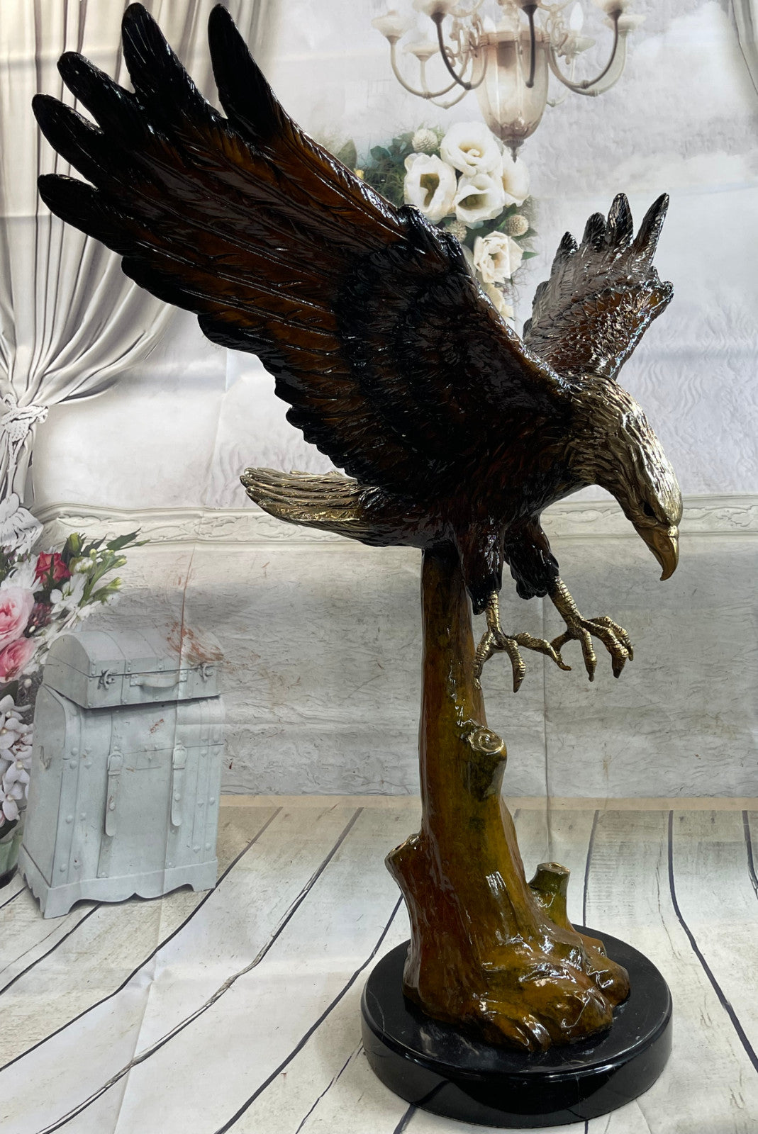 Life Size Special Patina American Bald Eagle Americana Air Force Trophy Bronze