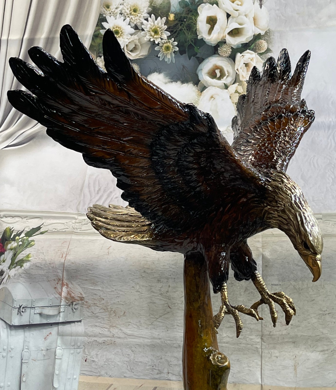 Life Size Special Patina American Bald Eagle Americana Air Force Trophy Bronze