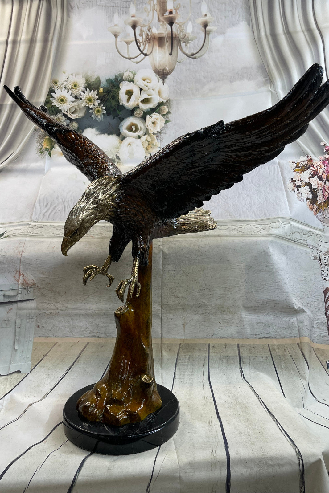 Life Size Special Patina American Bald Eagle Americana Air Force Trophy Bronze