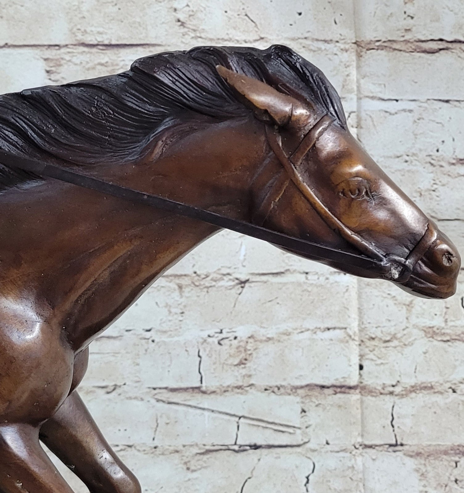 Bronze Sculpture Original  Signed Statue Of Jockey& Race Horse Office Trophy