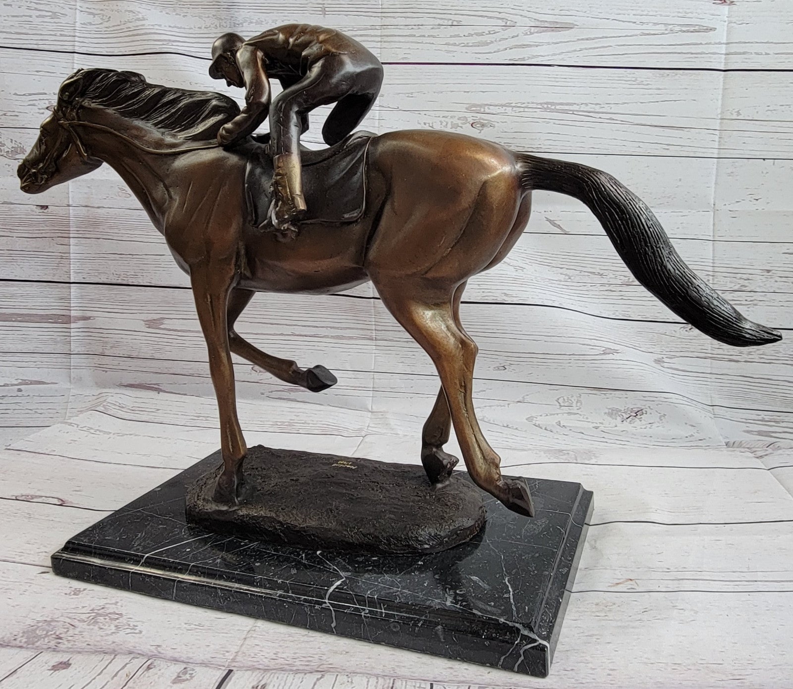 Marius Male Jockey Horse Race Bronze Sculpture - Handcrafted Limited Edition Collectible