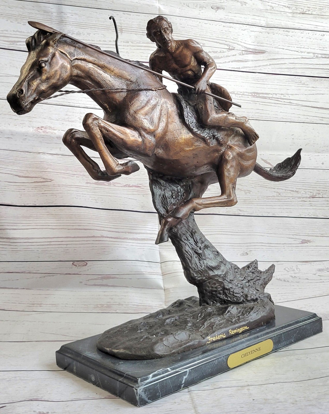 Frederic Remington CHEYENNE Indian Horse Large Bronze Statue Sculpture Figurine