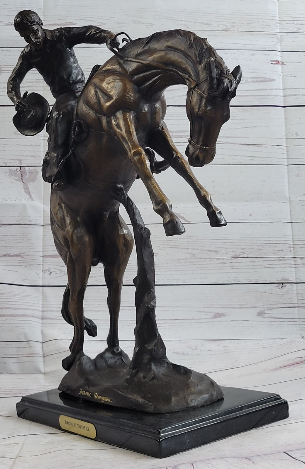 Handcrafted bronze sculpture SALE We Cast Hot Remington Twister Bronco Decor