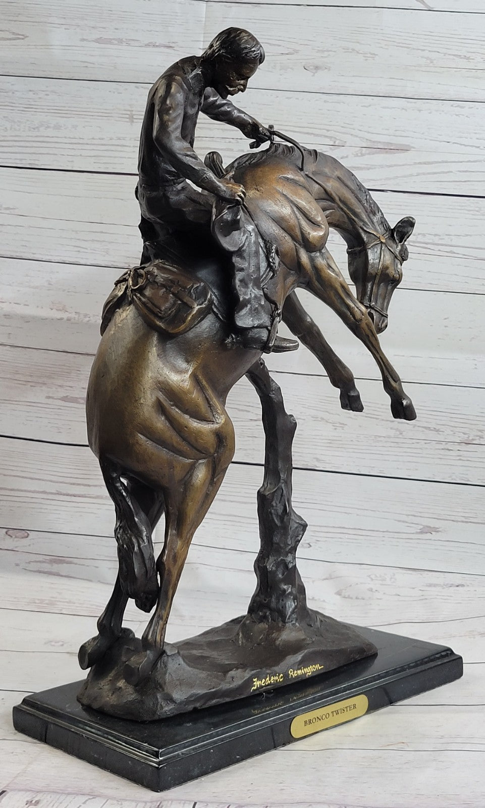 Handcrafted bronze sculpture SALE We Cast Hot Remington Twister Bronco Decor