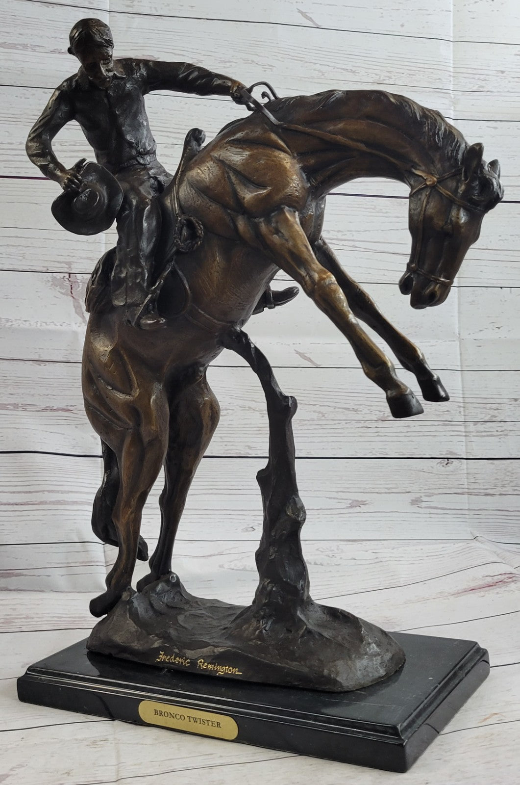 Handcrafted bronze sculpture SALE We Cast Hot Remington Twister Bronco Decor