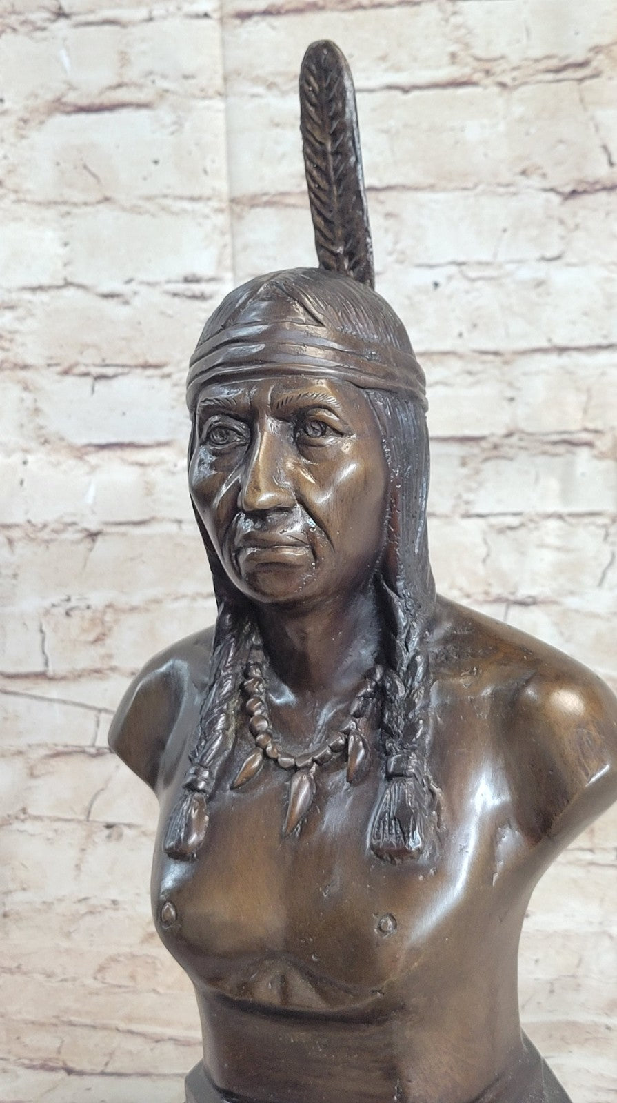 Handcrafted bronze sculpture SALE Art Bust Chief Warrior Indian American Native