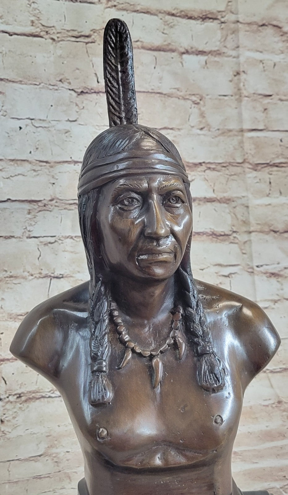 Handcrafted bronze sculpture SALE Art Bust Chief Warrior Indian American Native