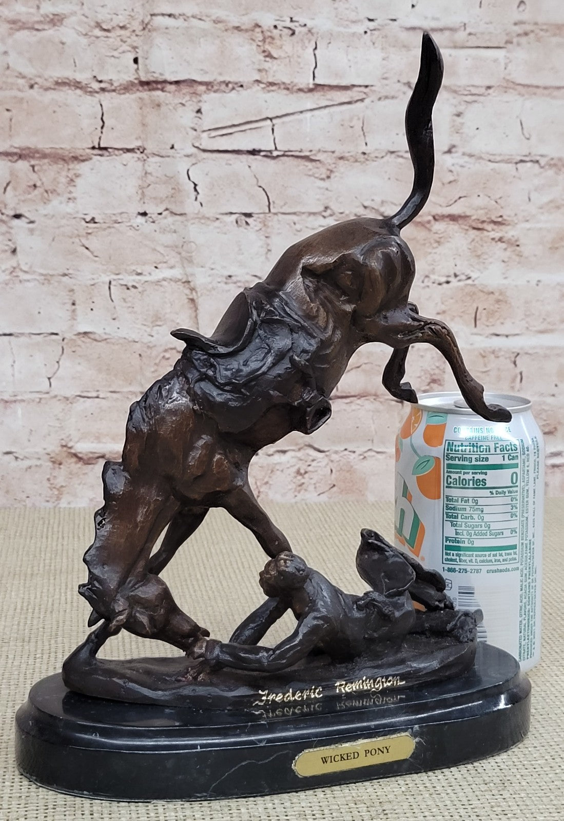 Frederic Remington`s "Wicked Pony" Bronze Sculpture, Marble Art Deco Figurine