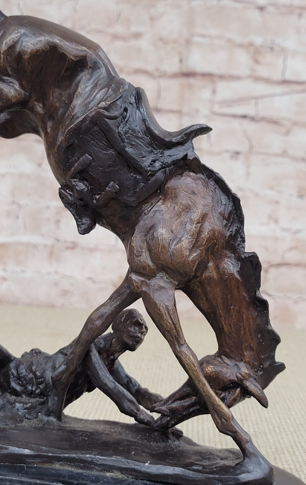 Frederic Remington`s "Wicked Pony" Bronze Sculpture, Marble Art Deco Figurine