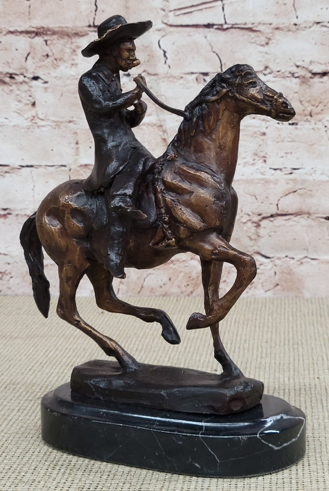 Handcrafted bronze sculpture SALE Country Horse Cowboy C.M. THOMAS Vtg