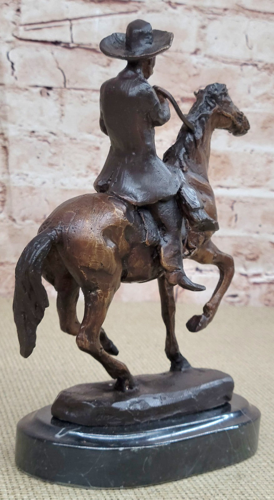 Handcrafted bronze sculpture SALE Country Horse Cowboy C.M. THOMAS Vtg