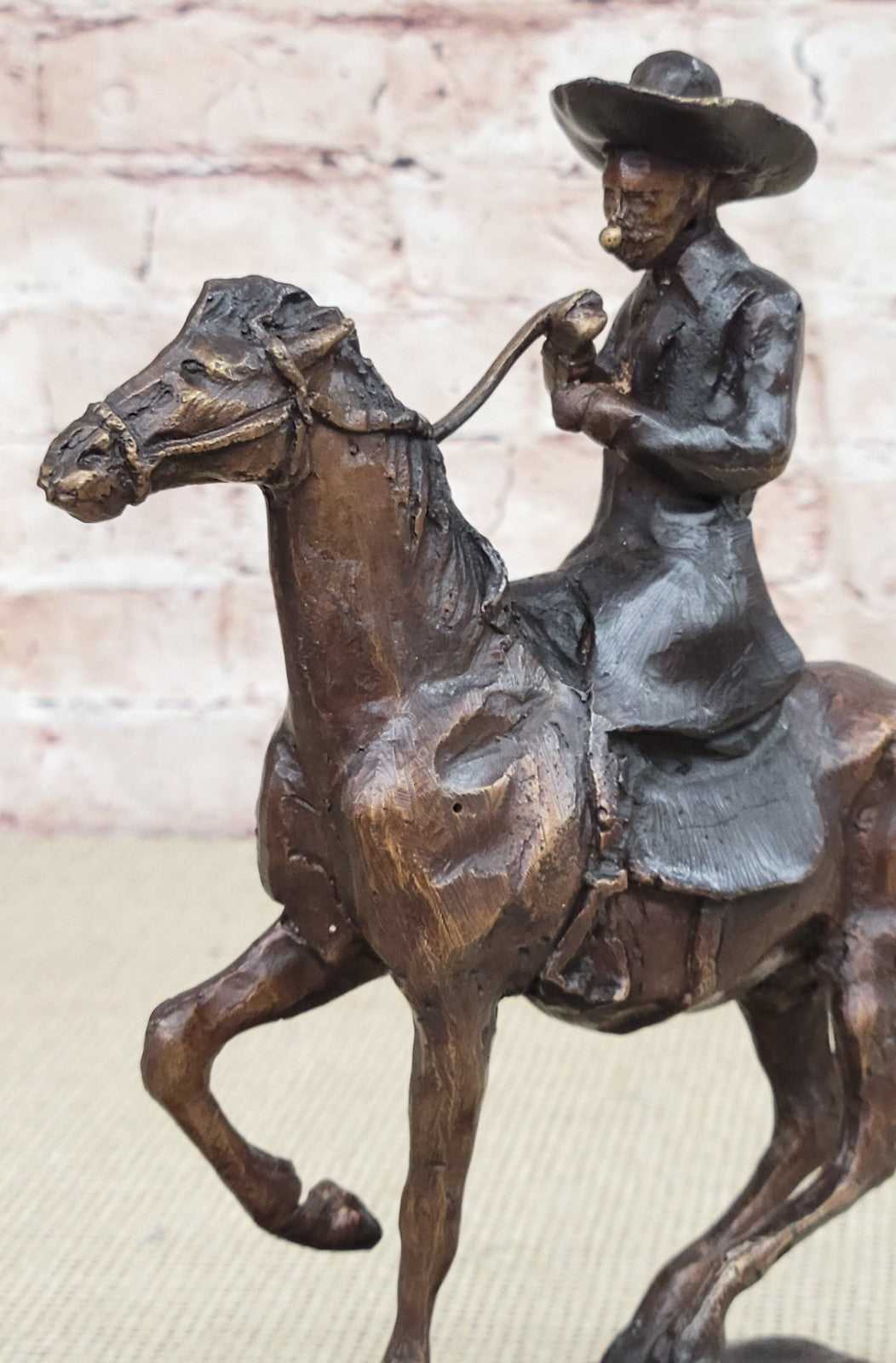 Handcrafted bronze sculpture SALE Country Horse Cowboy C.M. THOMAS Vtg