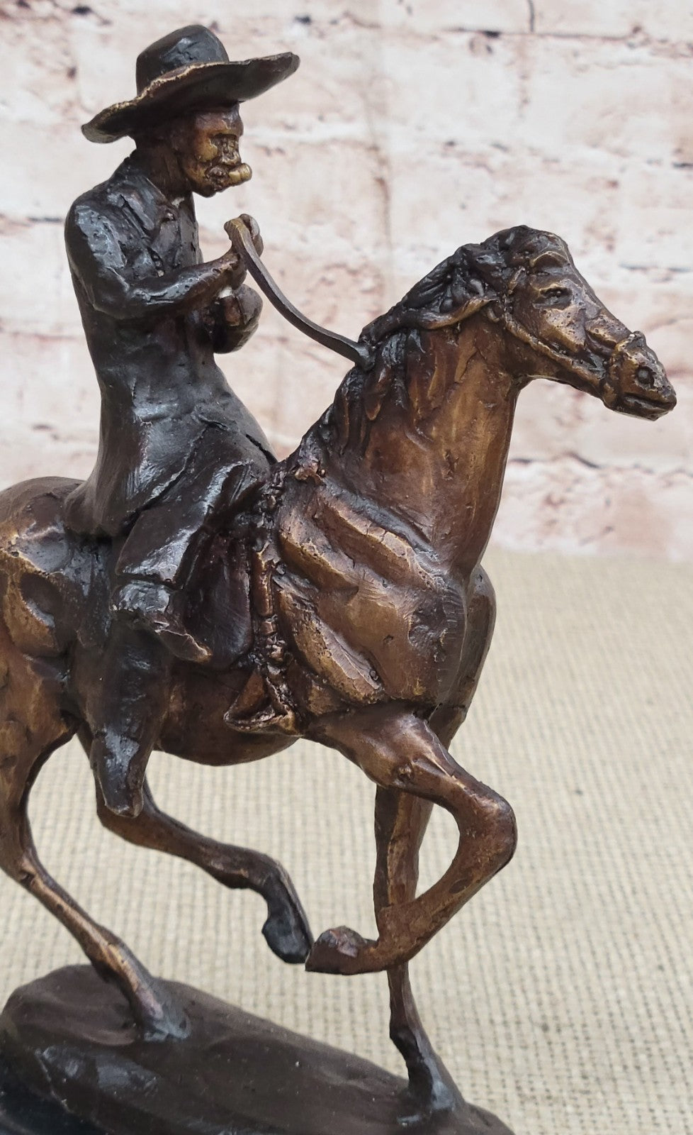 Handcrafted bronze sculpture SALE Country Horse Cowboy C.M. THOMAS Vtg