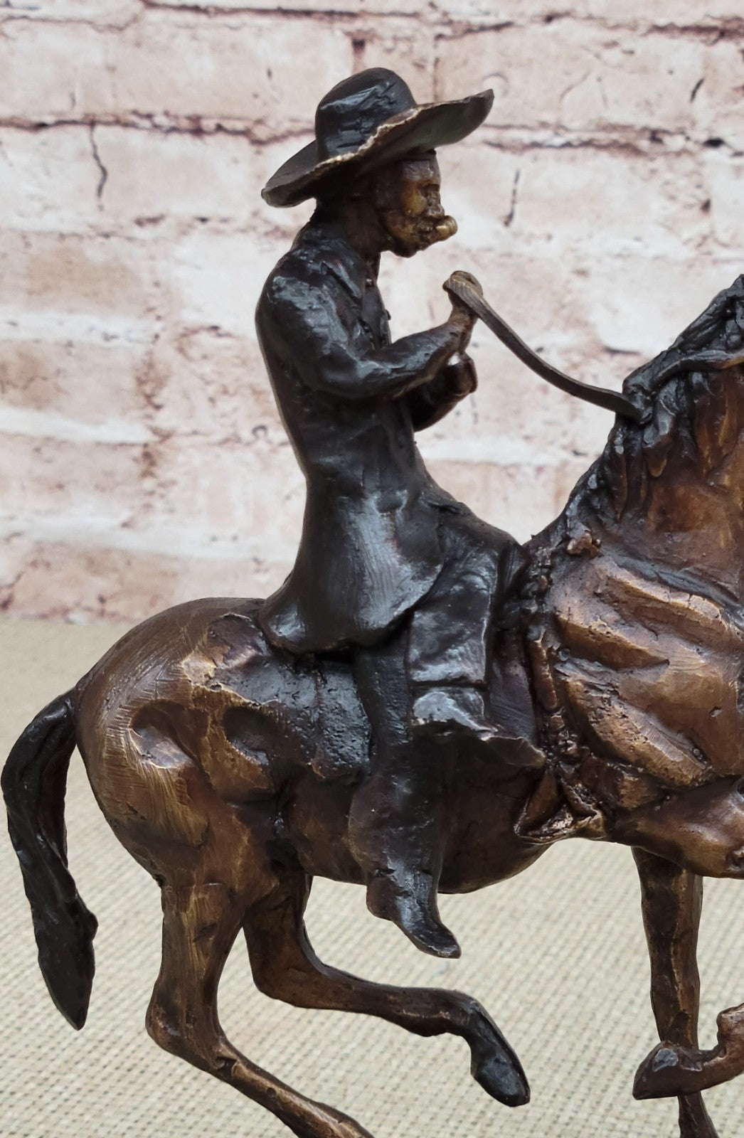 Handcrafted bronze sculpture SALE Country Horse Cowboy C.M. THOMAS Vtg