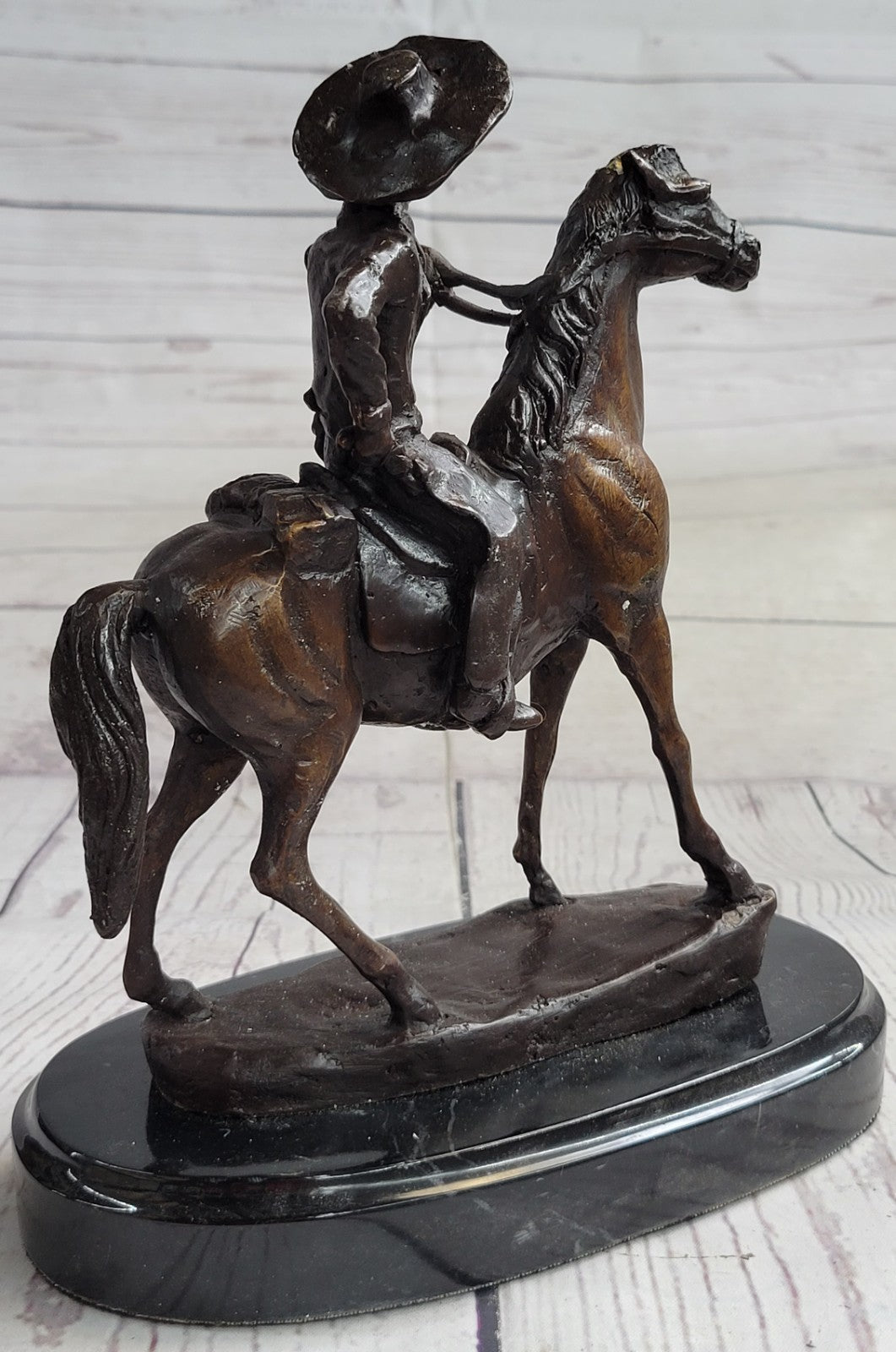 Handcrafted bronze sculpture SALE Marbl W/ Art Russell Charles By " Rogers Will