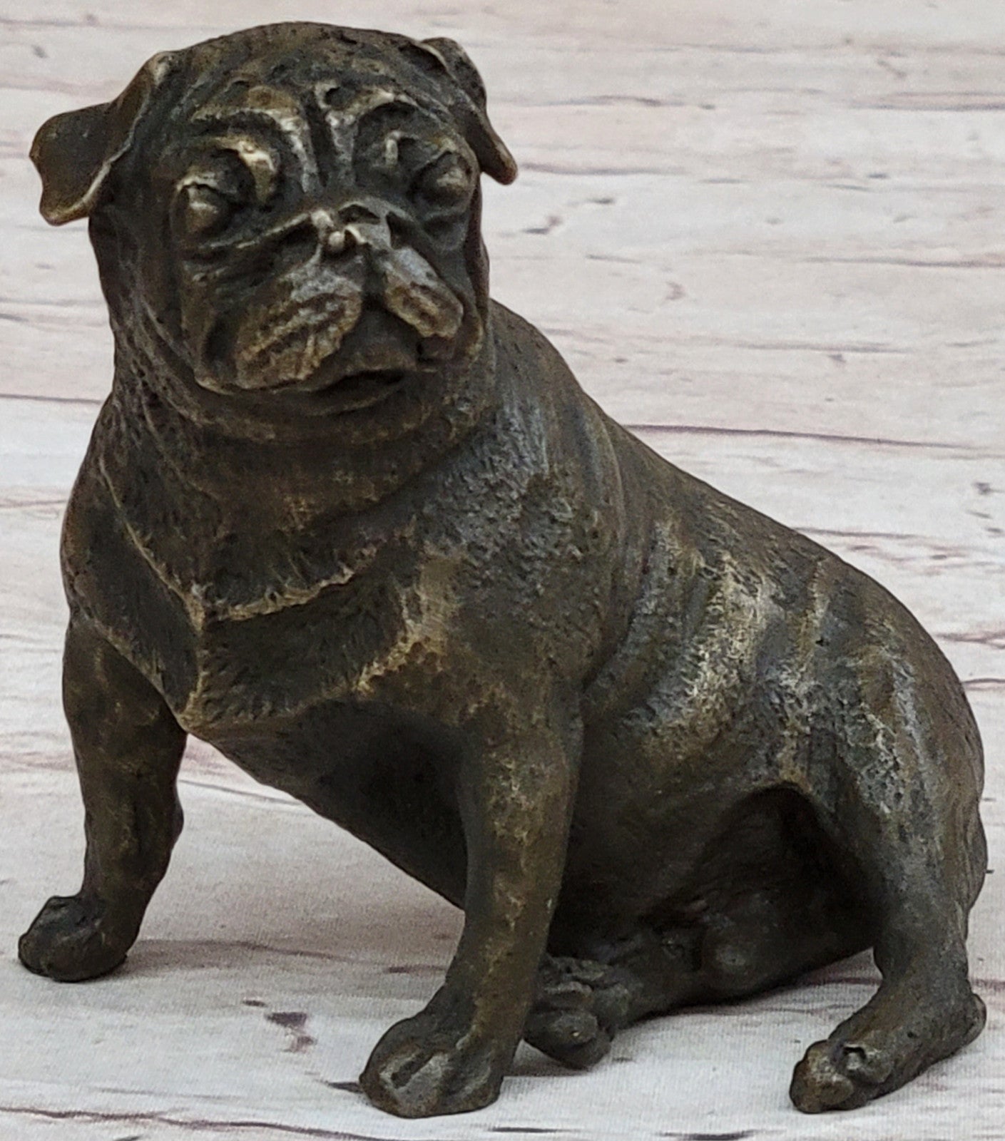 Bronze Sculpture Miniature Paper Holder Pug Dog Hot Cast Figurine Decor Sale