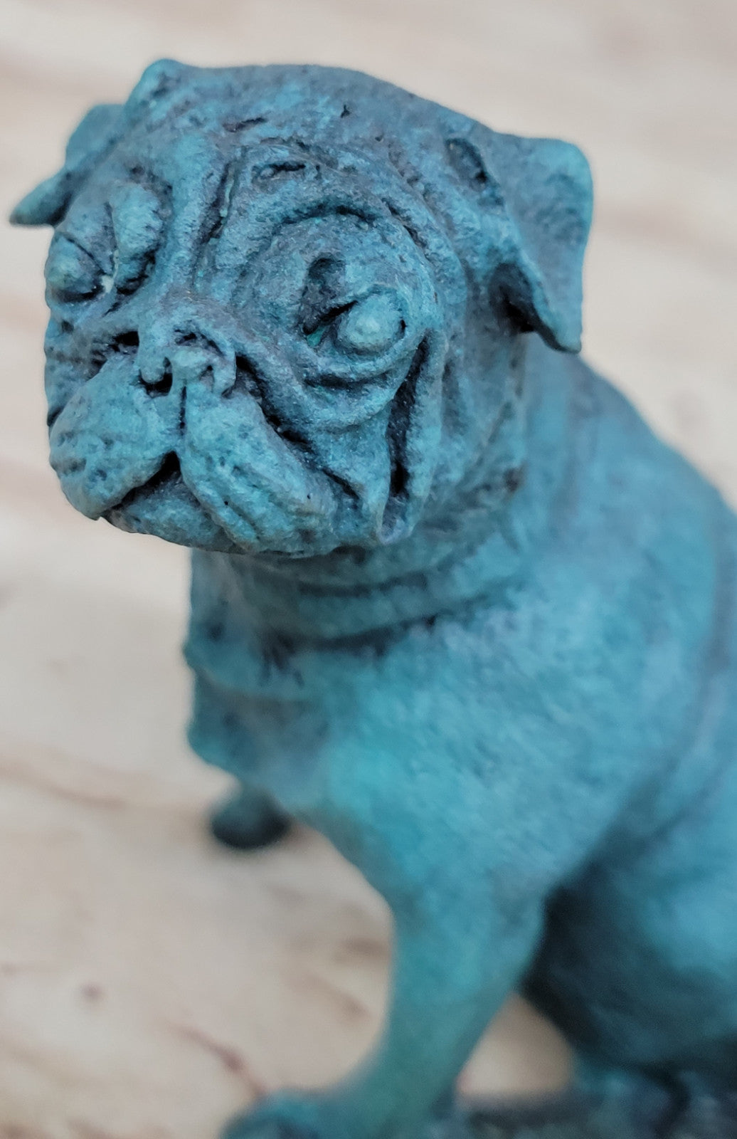 Signed Real Miniature Austria Pug Dog Animal Bronze Sculpture Lost Wax Decor