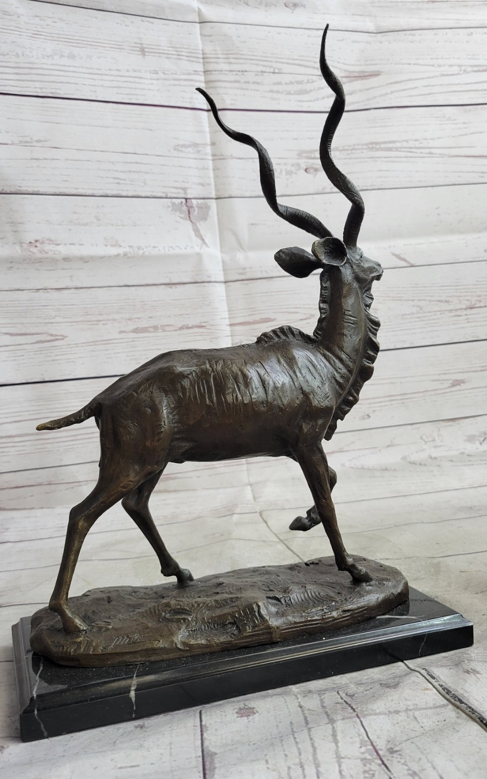 Signed Original Milo Wildlife Animal African Kudu Bronze Sculpture Statue Decor