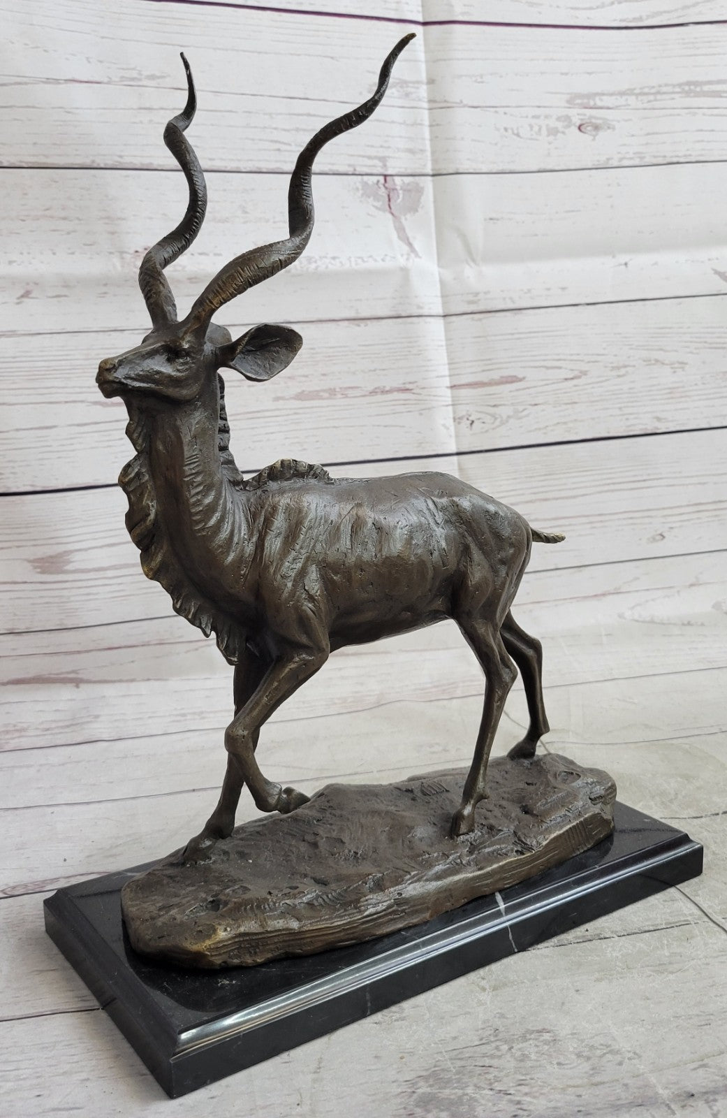 Signed Original Milo Wildlife Animal African Kudu Bronze Sculpture Statue Decor