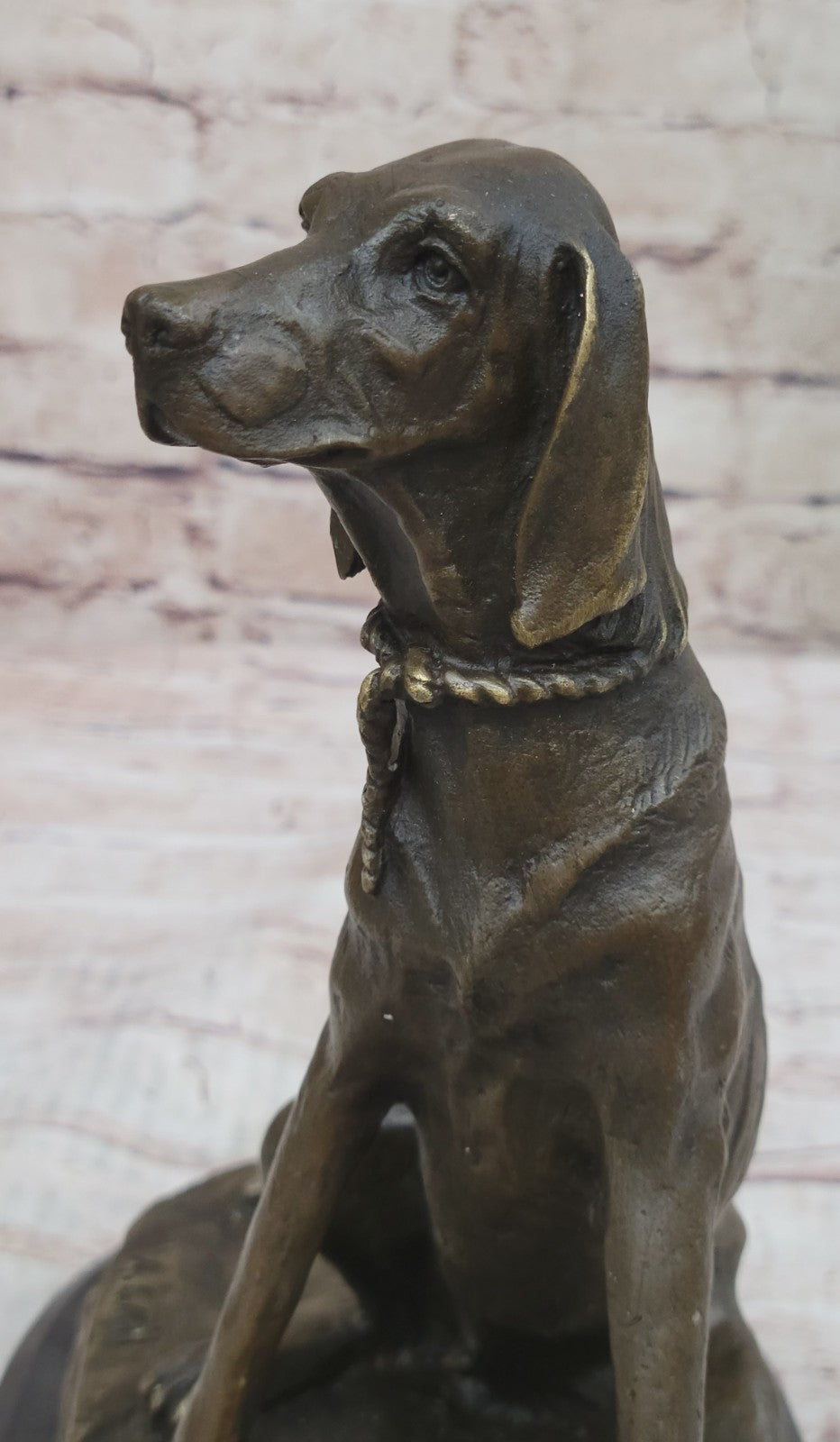 Vintage Bassett Hound Dog Figurine on Base Heavy Bronze  Made in Europe By Cail