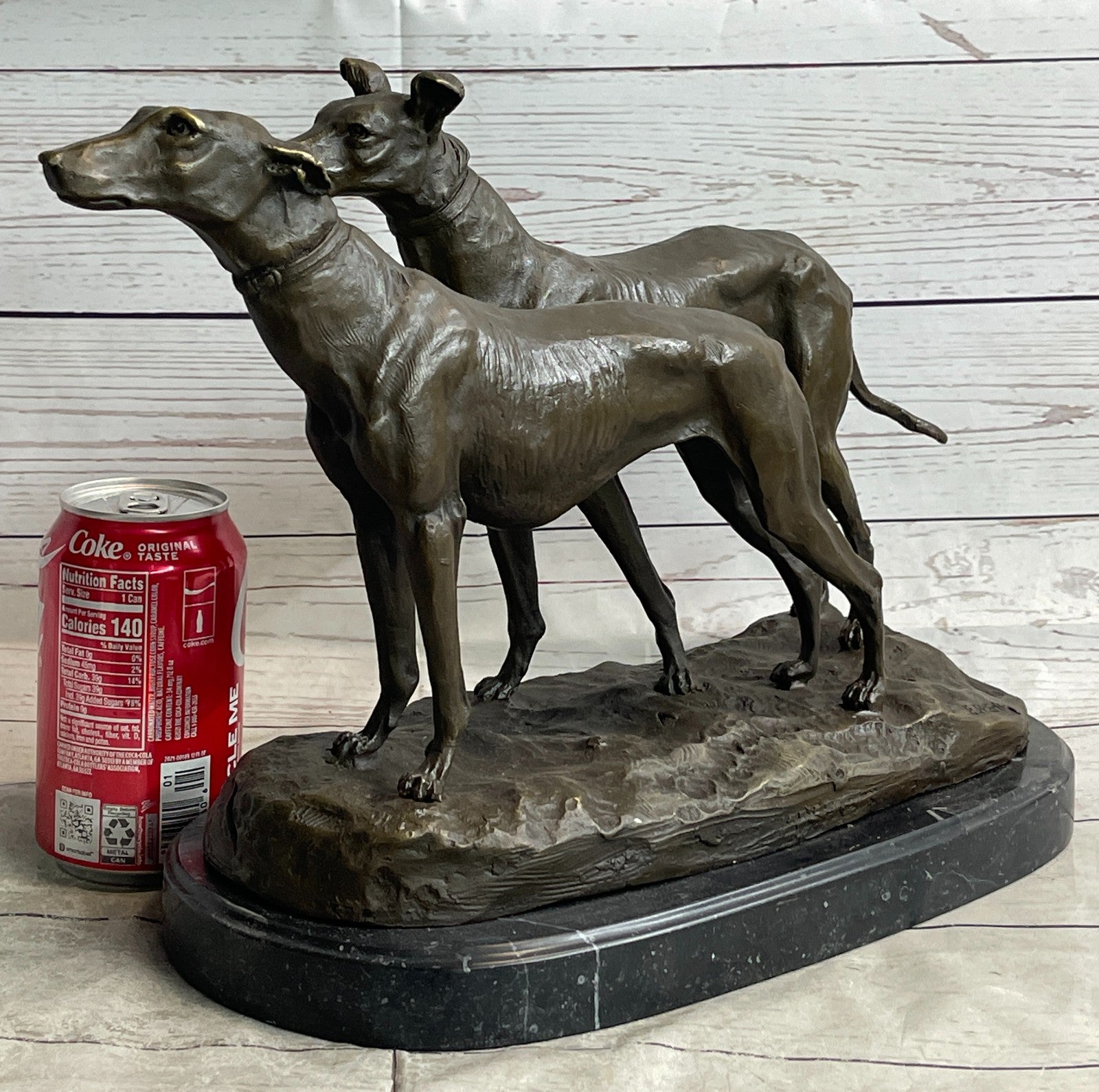 Handcrafted Detailed 2 Racing Dog Bronze Masterpiece Art Deco Figurine