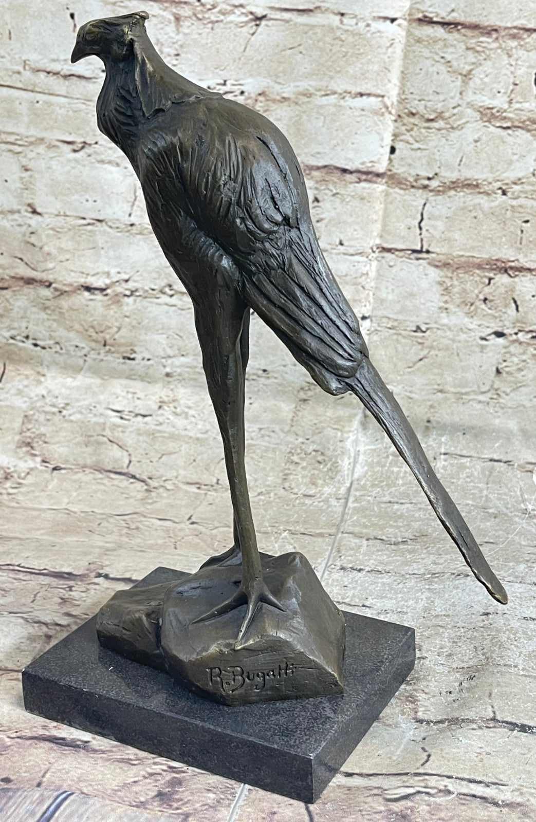 Bronze Sculpture, Hand Made Statue REMBRANDT BUGATTI STORK EXOTIC Figurine Decor