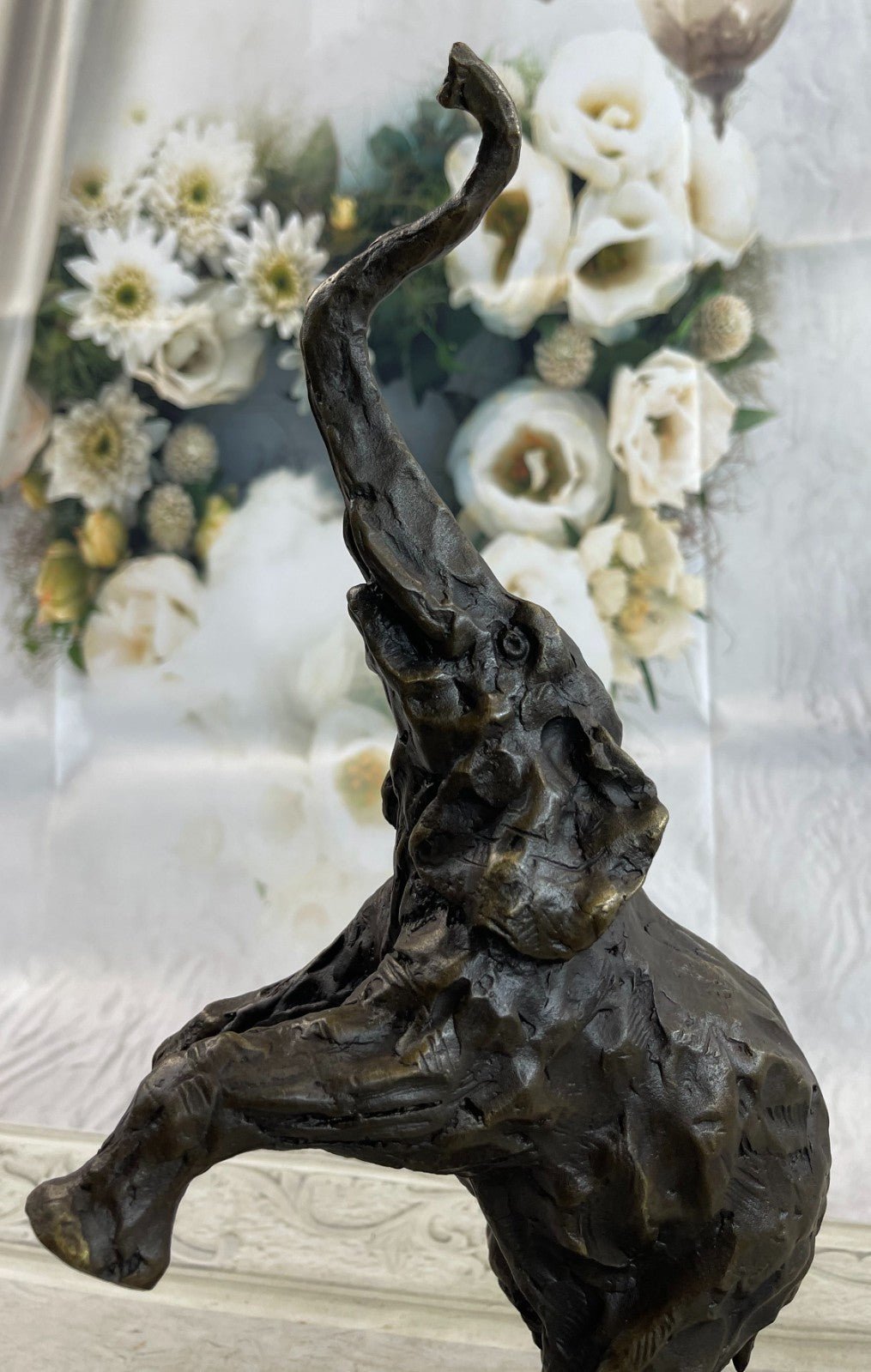 Bronze Sculpture Jumping Elephant Hand Made by Lost Wax Method Home Decor