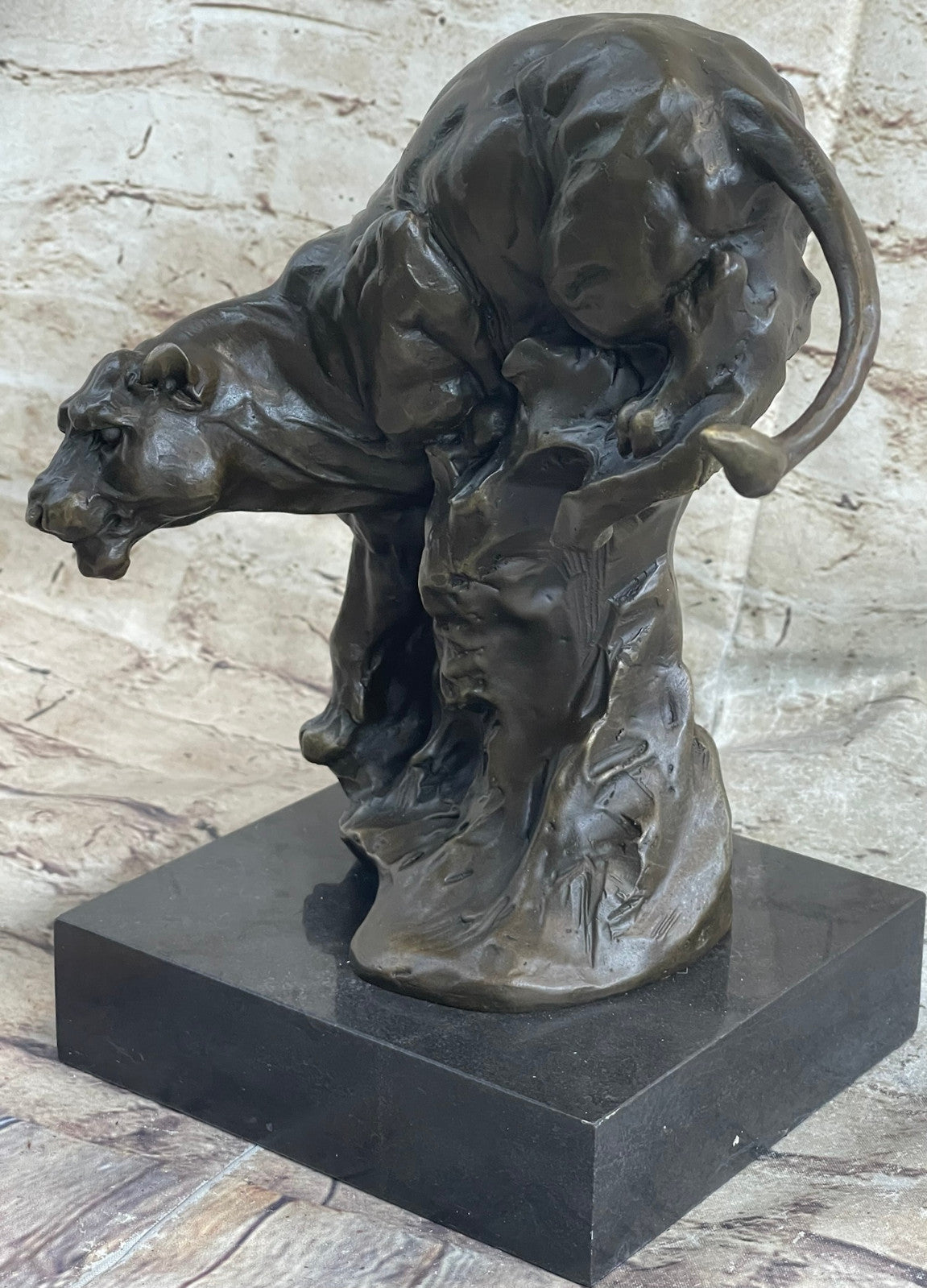 BLACK PANTHER SEXY WILD CAT BRONZE SCULPTURE BY SPANISH ARTIST MILO FIGURE ART