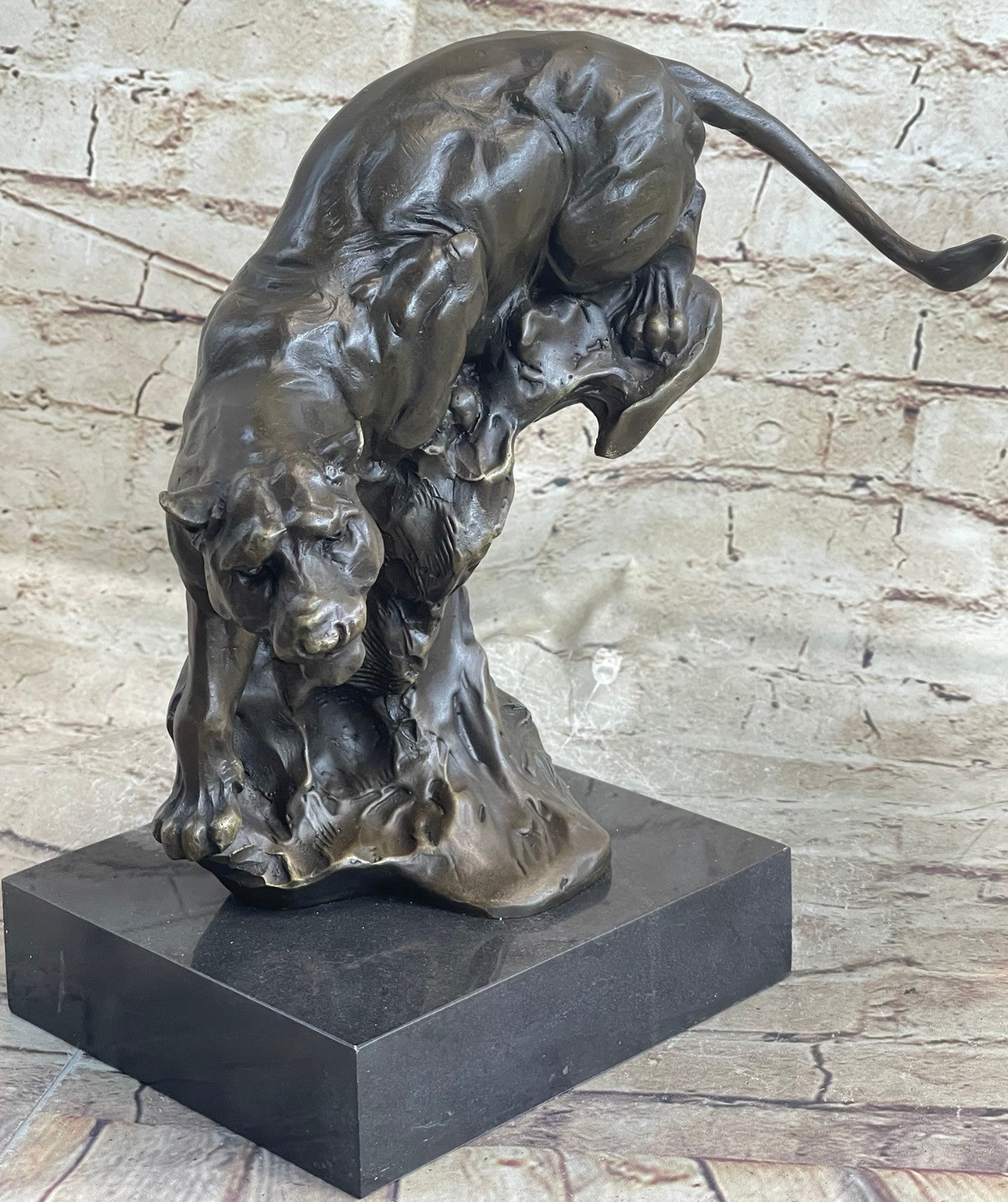 BLACK PANTHER SEXY WILD CAT BRONZE SCULPTURE BY SPANISH ARTIST MILO FIGURE ART