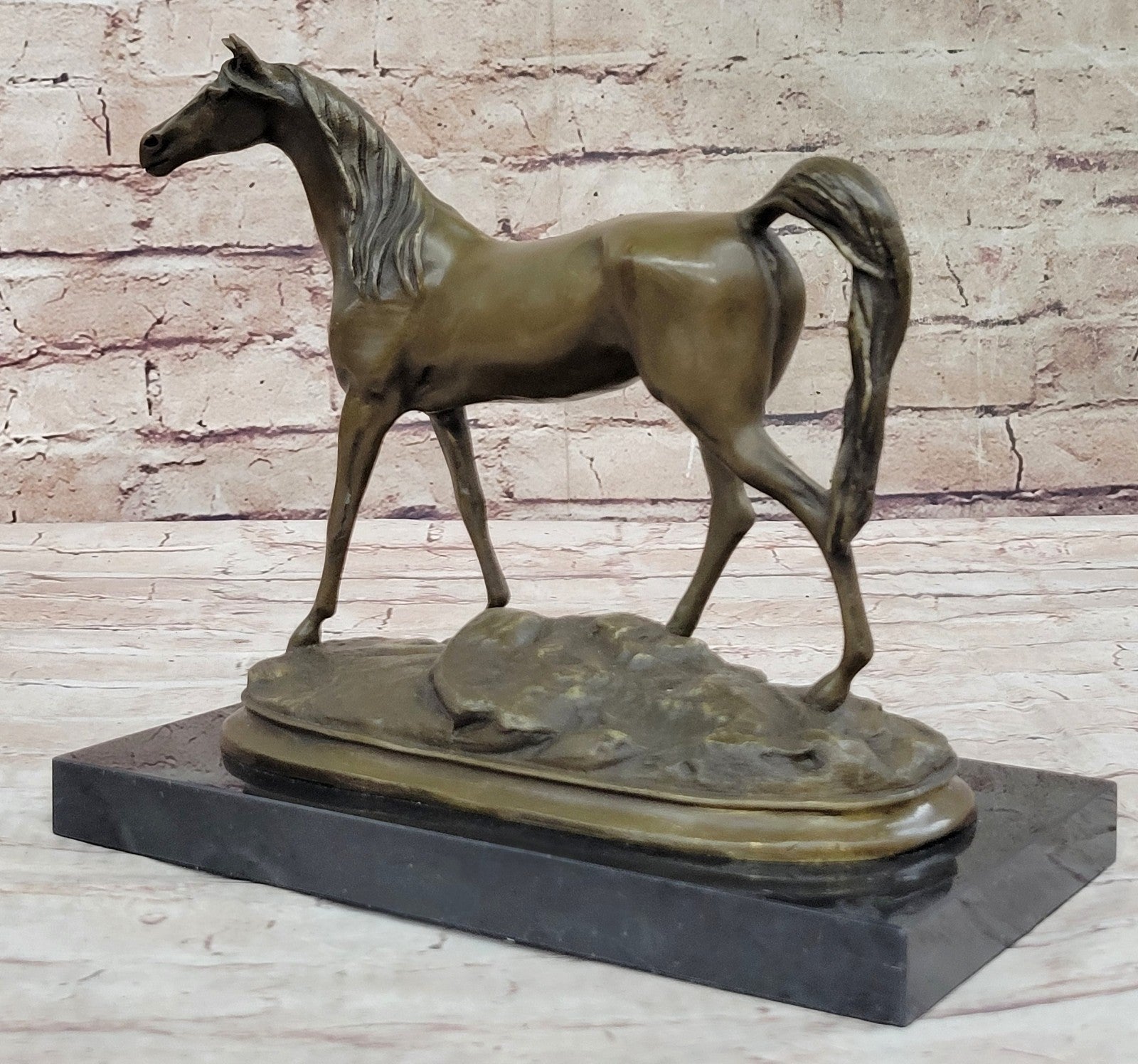 Art Deco Collector Edition Stallion Wild Arabian Horse Trophy Bronze Sculpture
