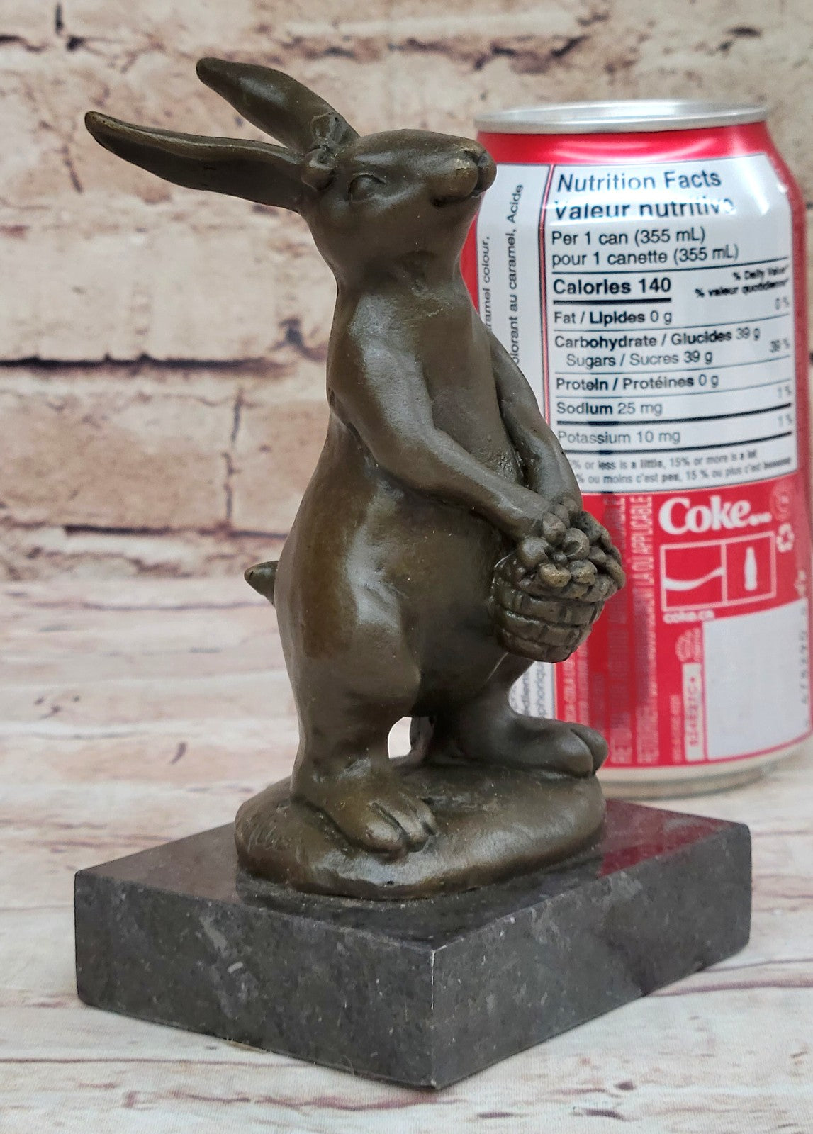 Cast Iron Bunny Rabbit Garden Statue Patio Yard Bronze Handcrafted Detailed Sale