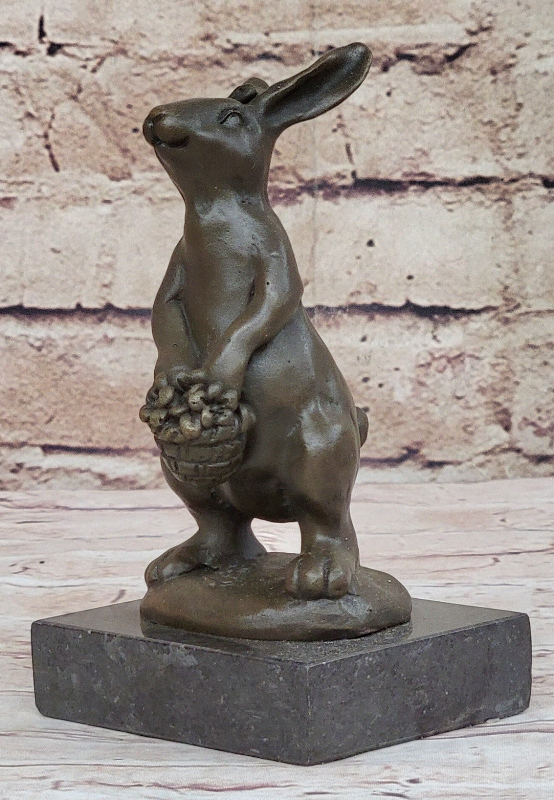 Cast Iron Bunny Rabbit Garden Statue Patio Yard Bronze Handcrafted Detailed Sale