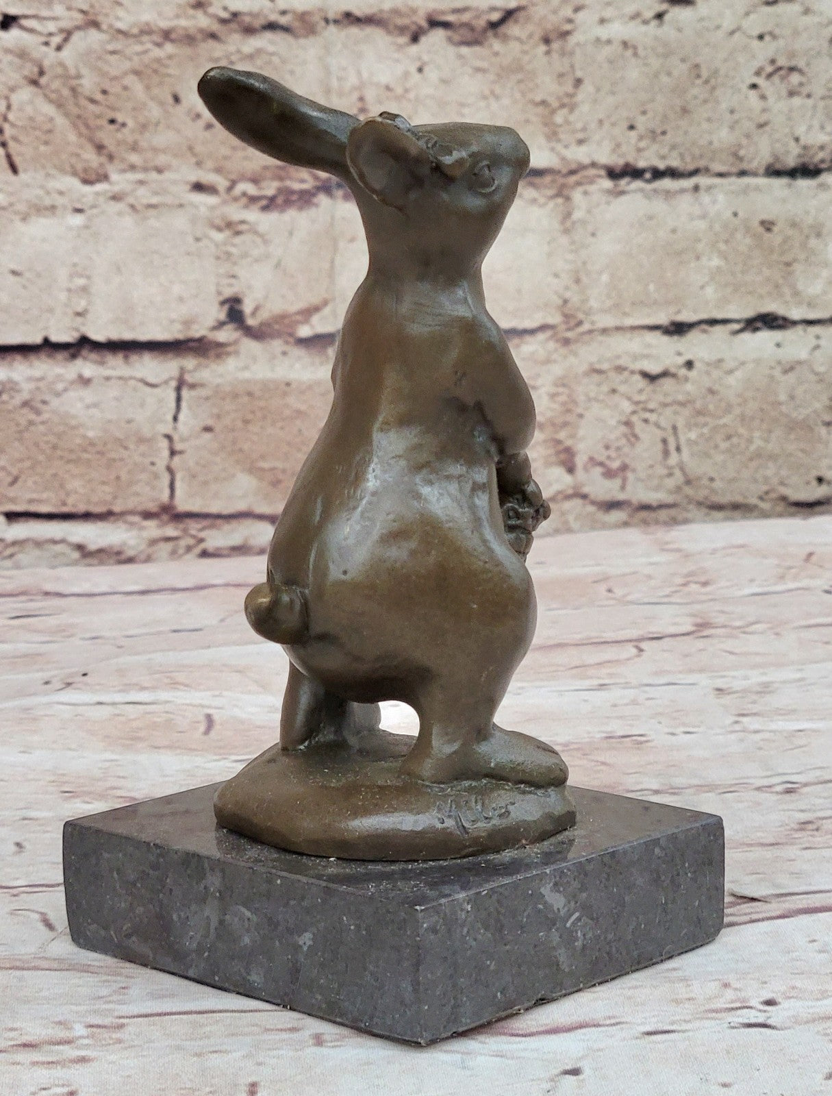 Cast Iron Bunny Rabbit Garden Statue Patio Yard Bronze Handcrafted Det