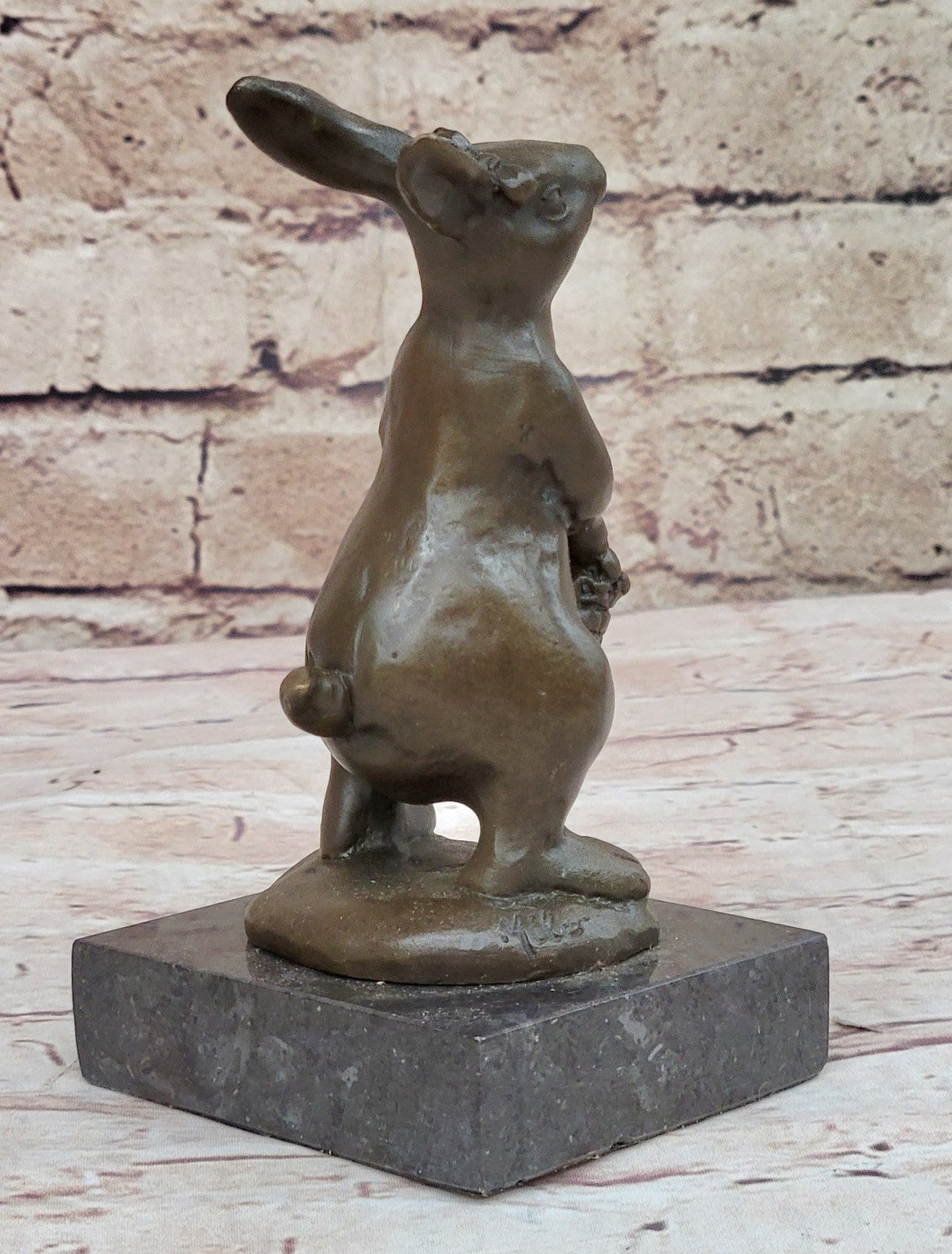 Cast Iron Bunny Rabbit Garden Statue Patio Yard Bronze Handcrafted Detailed Sale