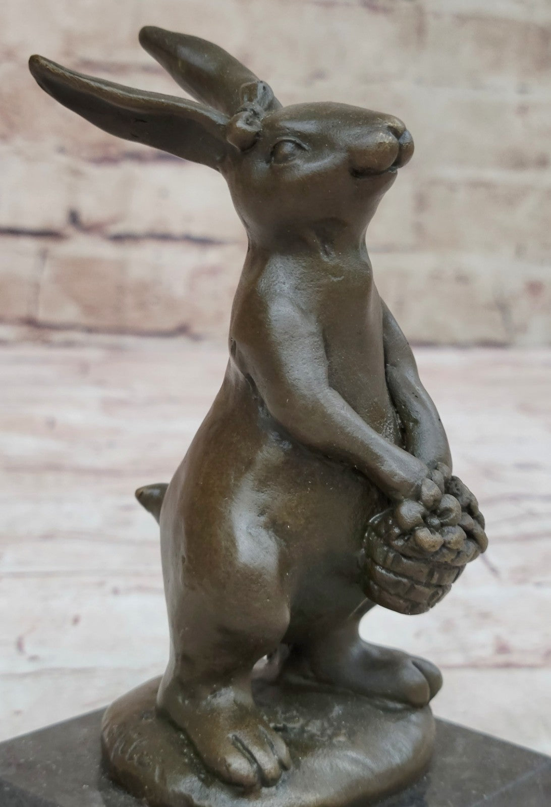 Cast Iron Bunny Rabbit Garden Statue Patio Yard Bronze Handcrafted Detailed Sale