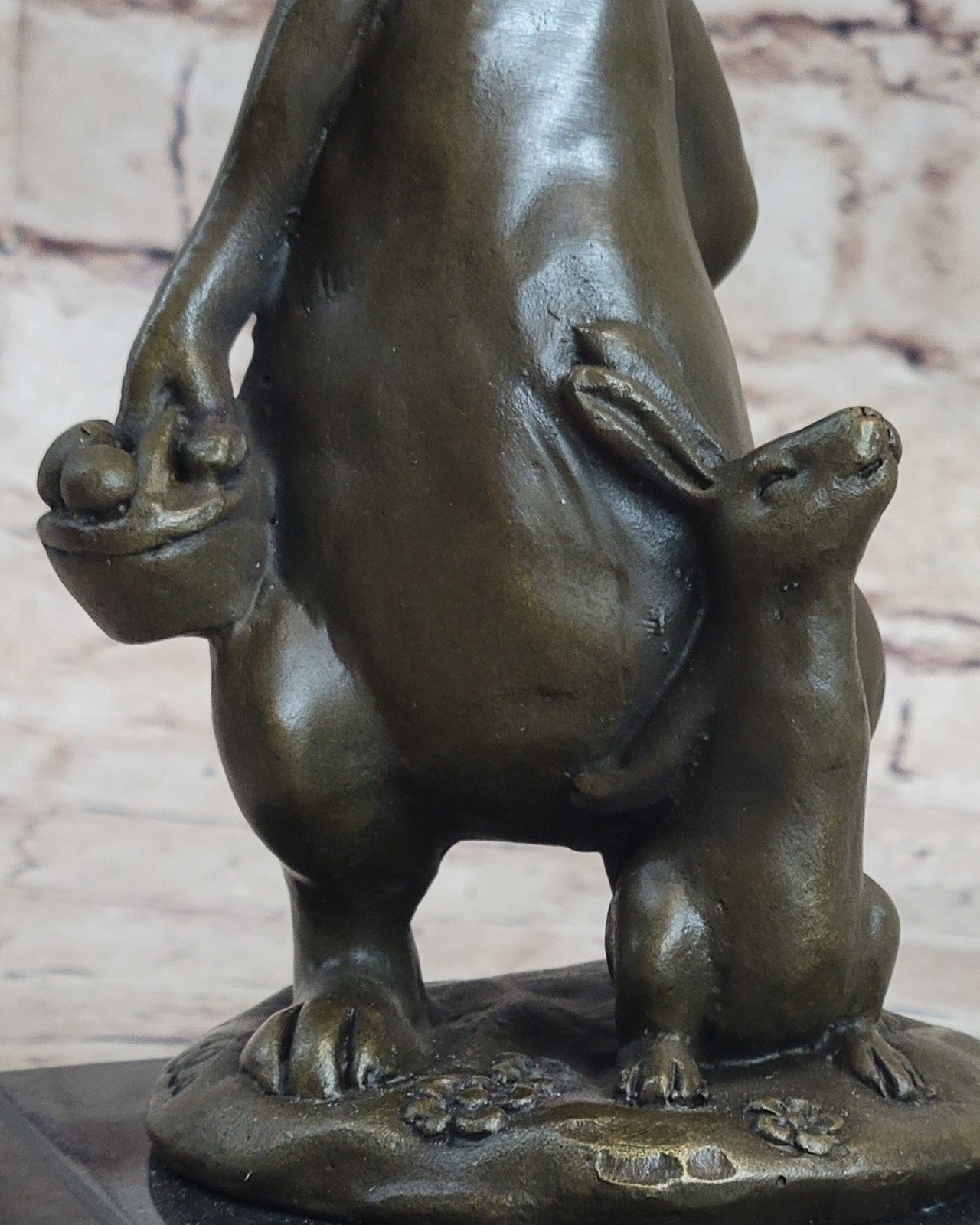 Bronze Sculpture Signed Original Milo Rabbit and Baby Girl Bronze Sculpture Stat