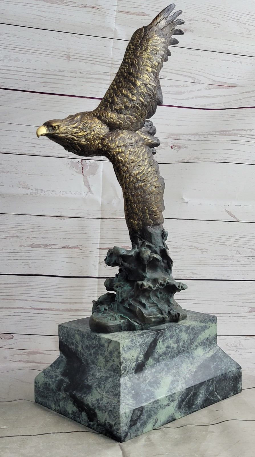 Bronze Sculpture Figure Signed Original Art Deco By Milo Large Eagle Statue